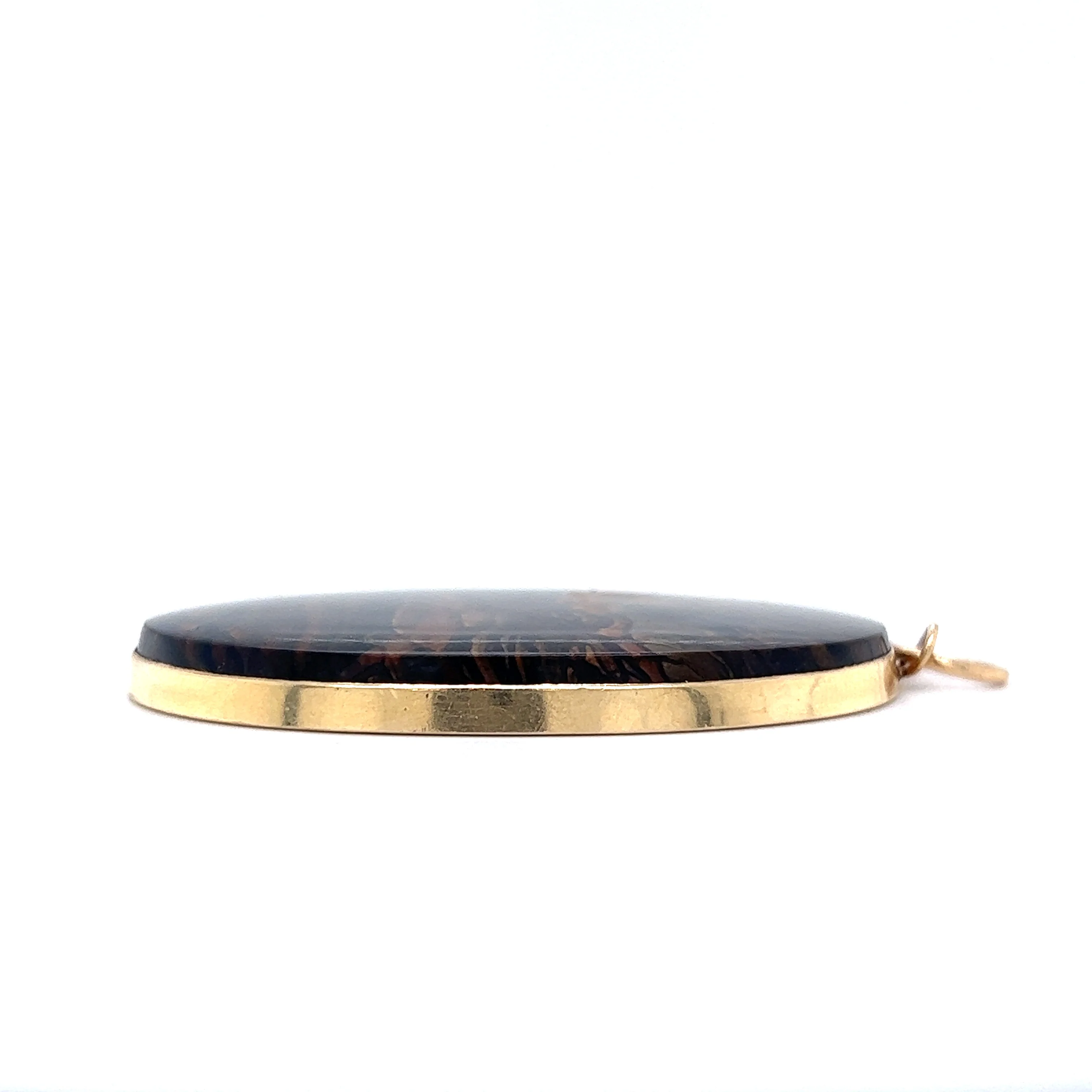Cabochon Cut Agate Pendant in 14k Yellow Gold - Image 3
