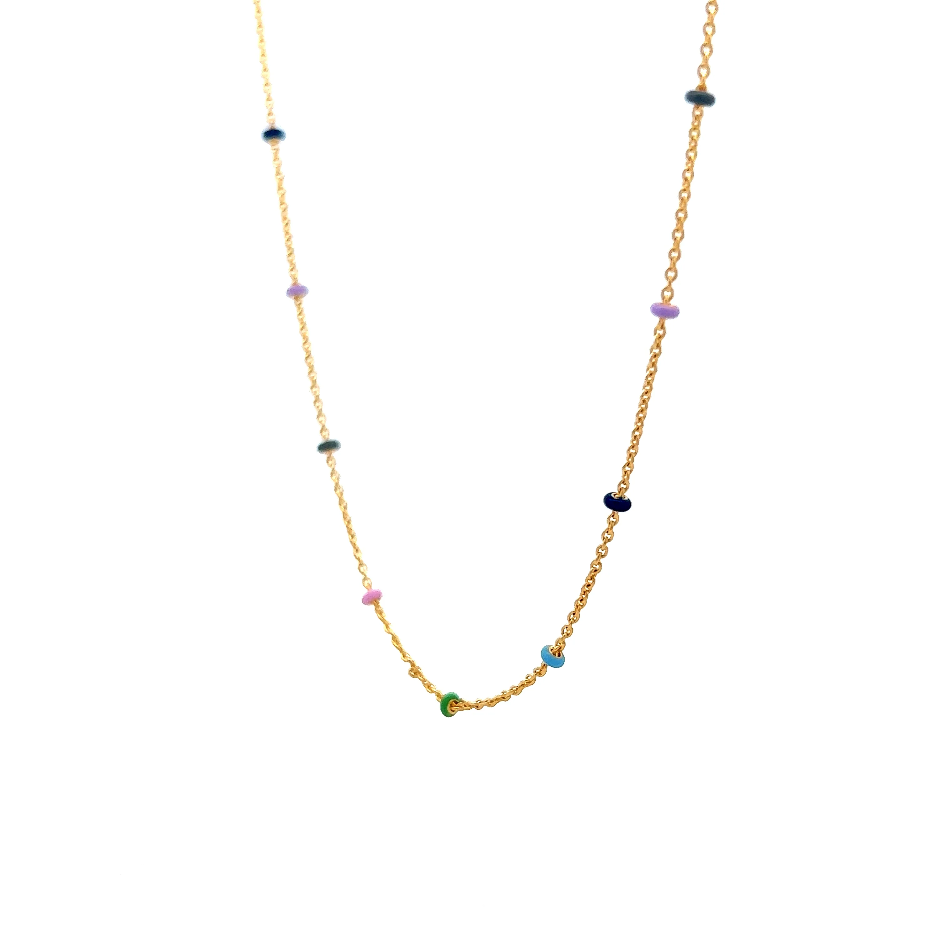 18" Enamel Bead Necklace in 14k Yellow Gold - Image 2
