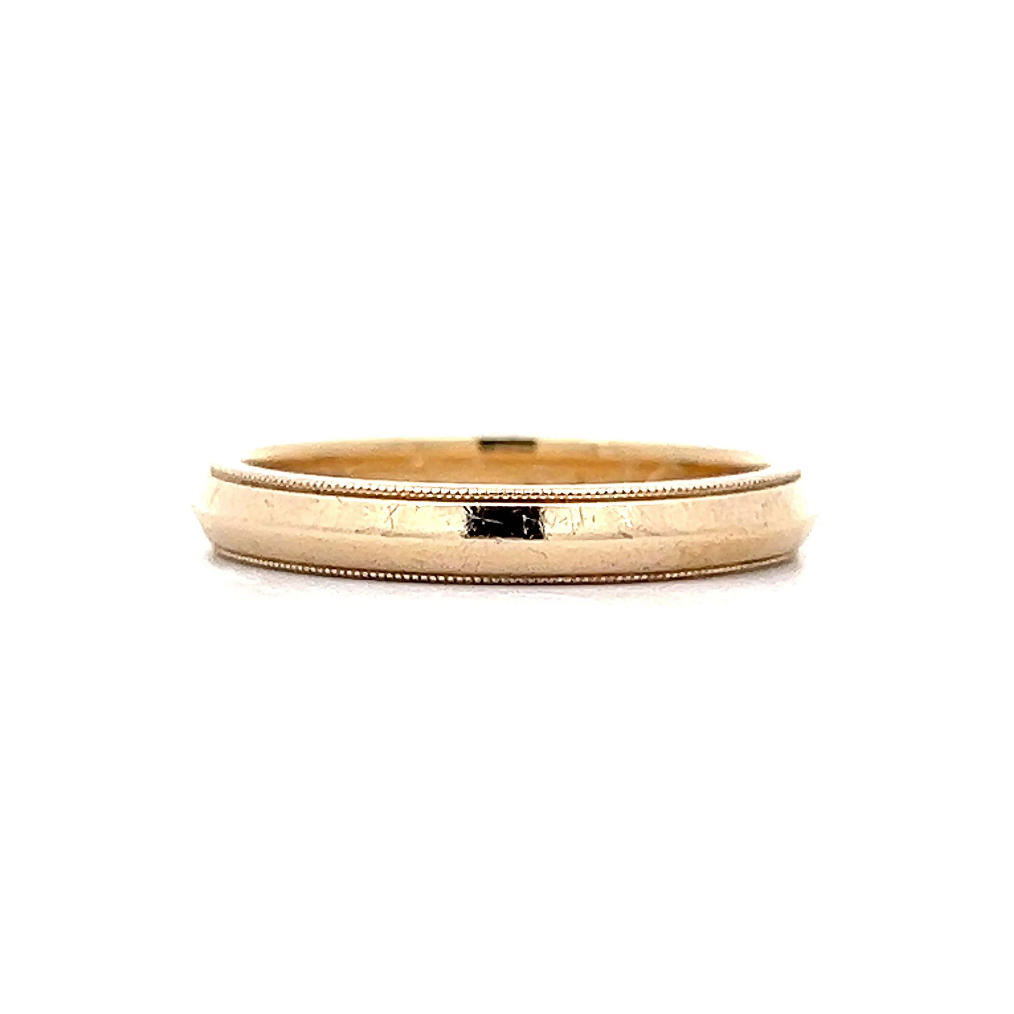 Vintage Retro Milgrain Wedding Band in 14k Yellow Gold
