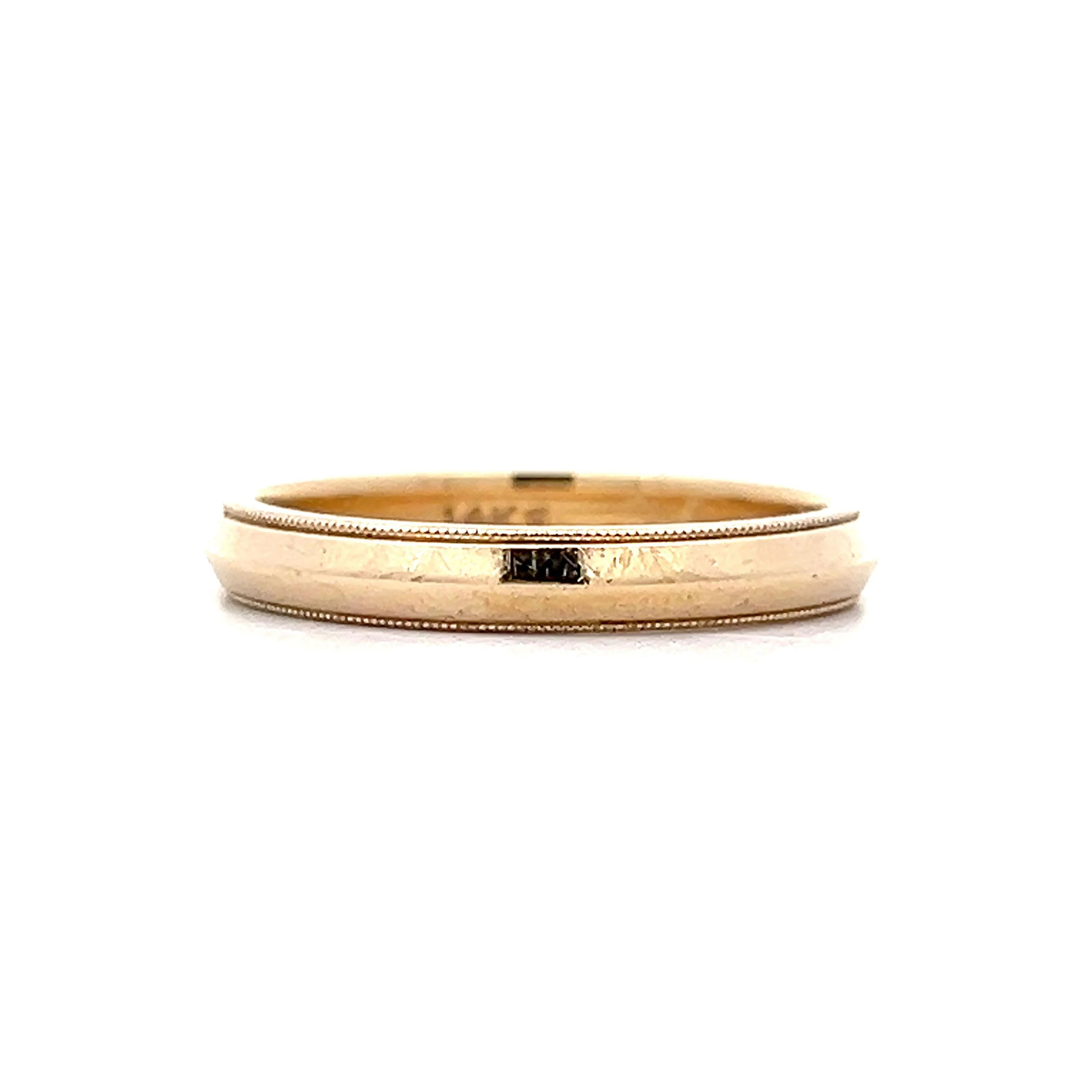 Vintage Retro Milgrain Wedding Band in 14k Yellow Gold - Image 3