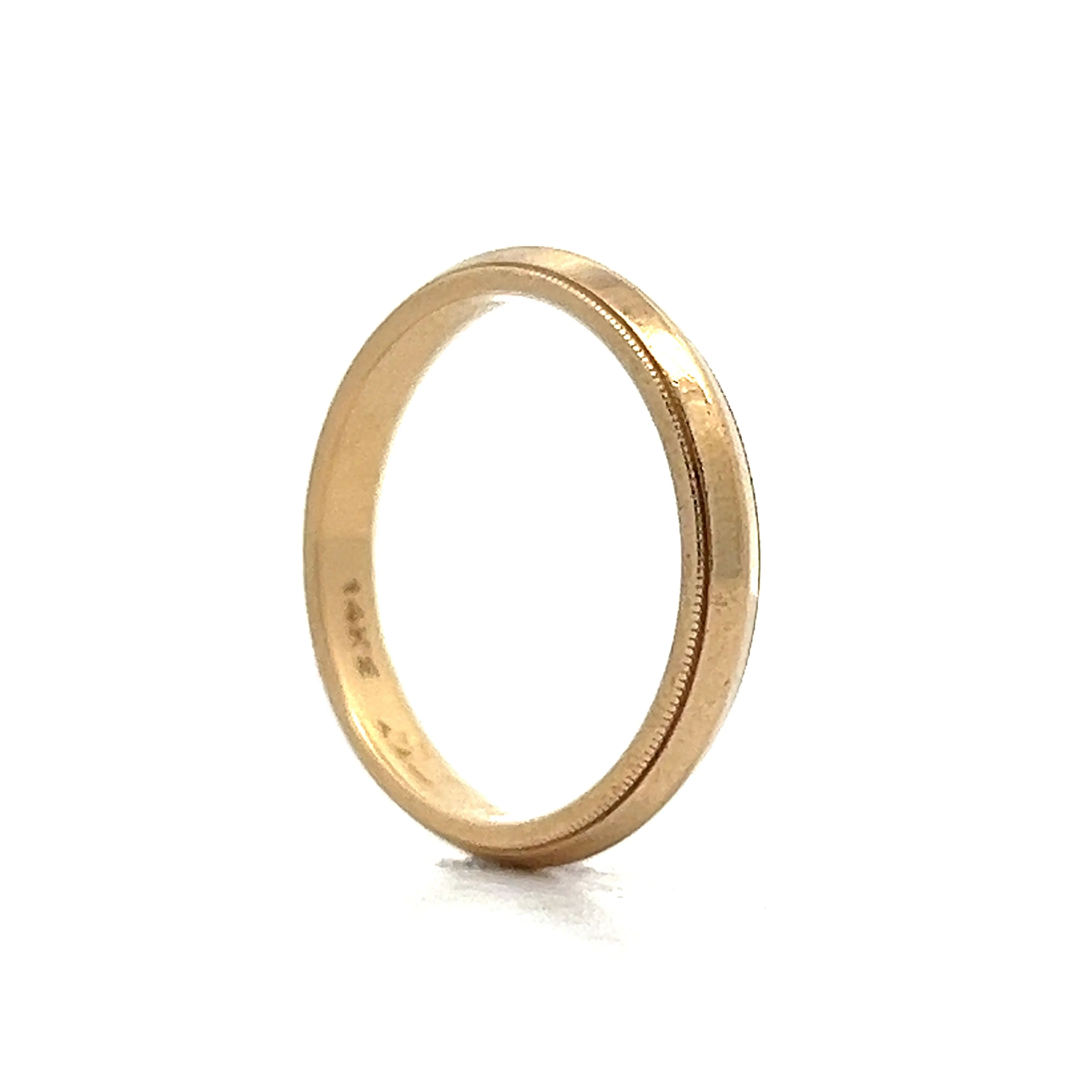 Vintage Retro Milgrain Wedding Band in 14k Yellow Gold - Image 5