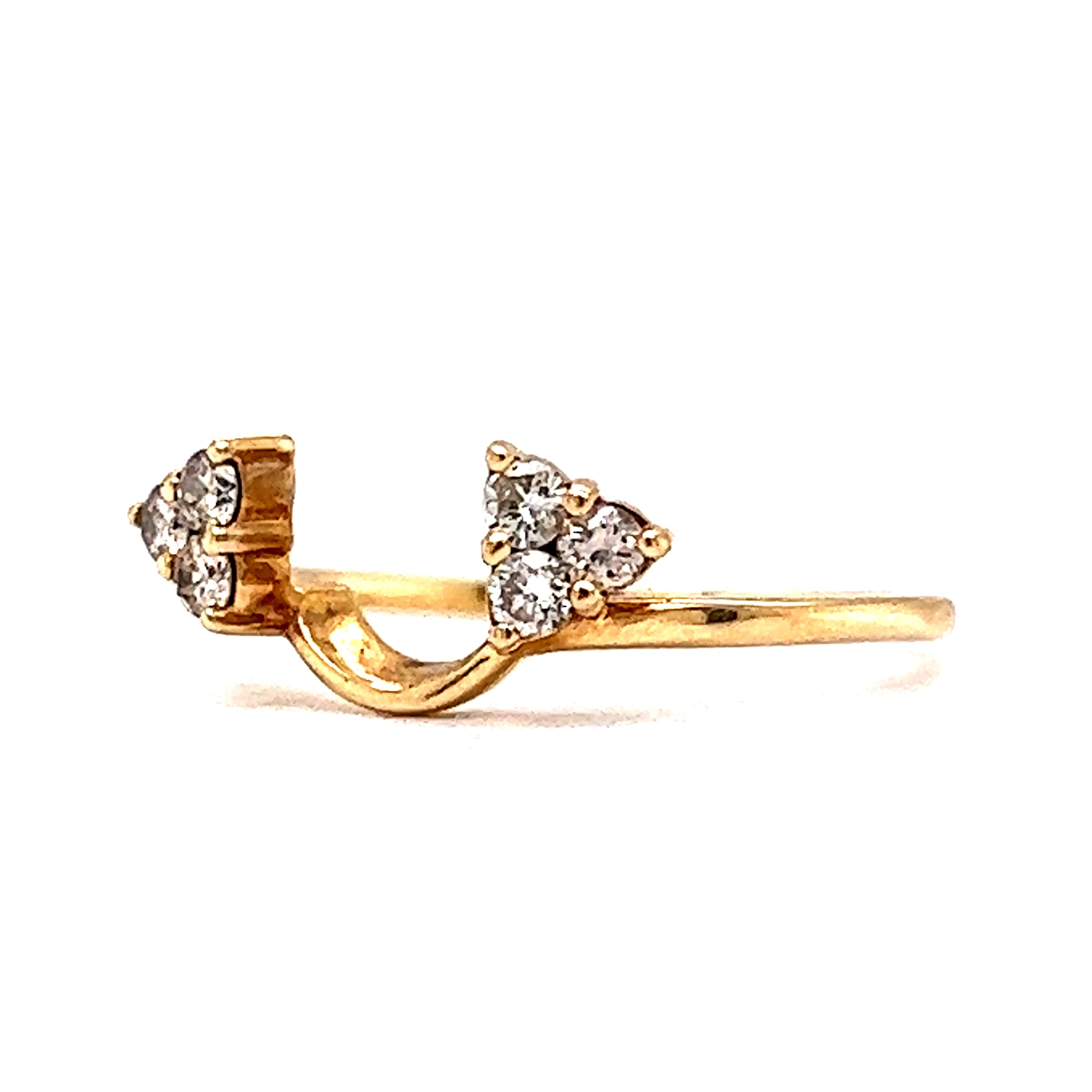 Yellow Gold Cluster Diamond Wedding Ring Guard in 14k - Image 2