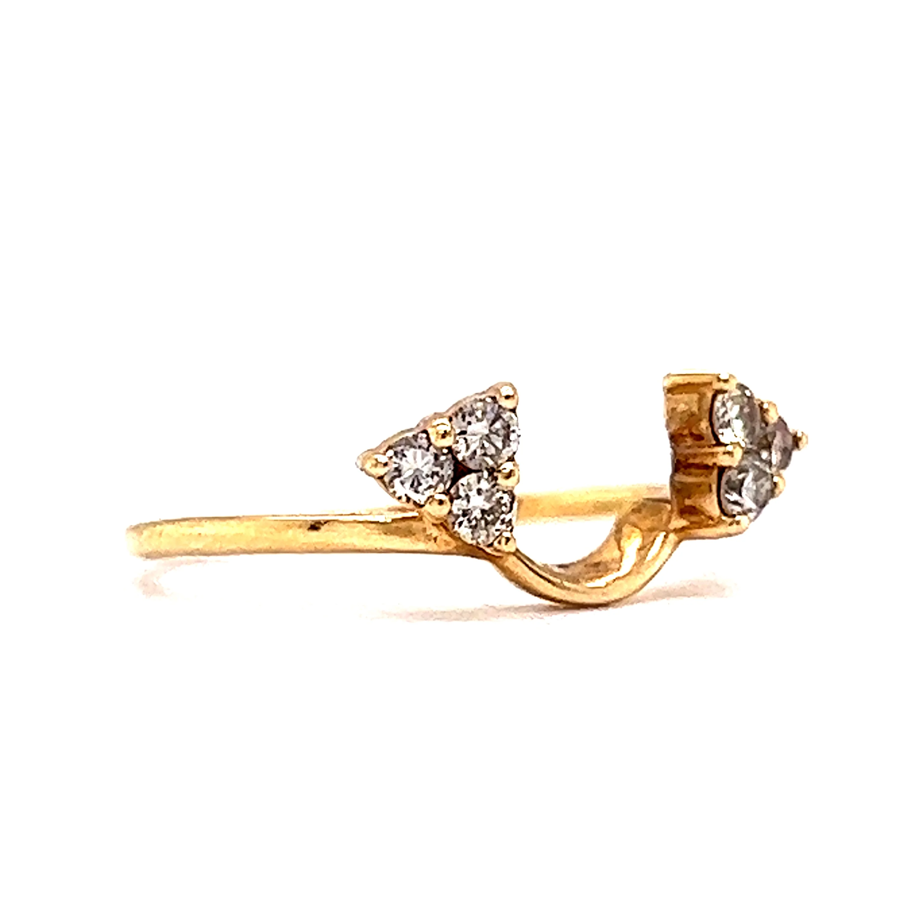 Yellow Gold Cluster Diamond Wedding Ring Guard in 14k - Image 3