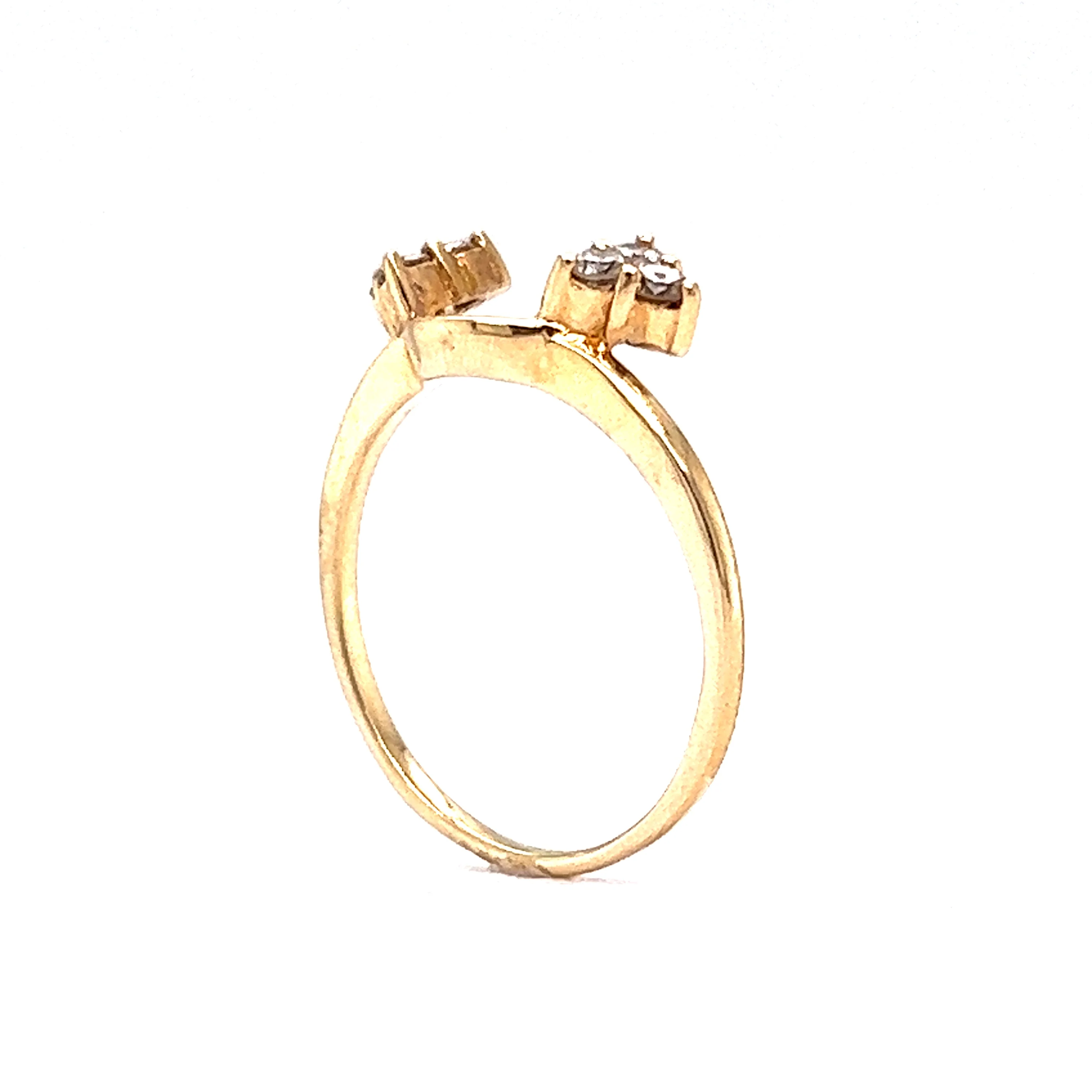 Yellow Gold Cluster Diamond Wedding Ring Guard in 14k - Image 5