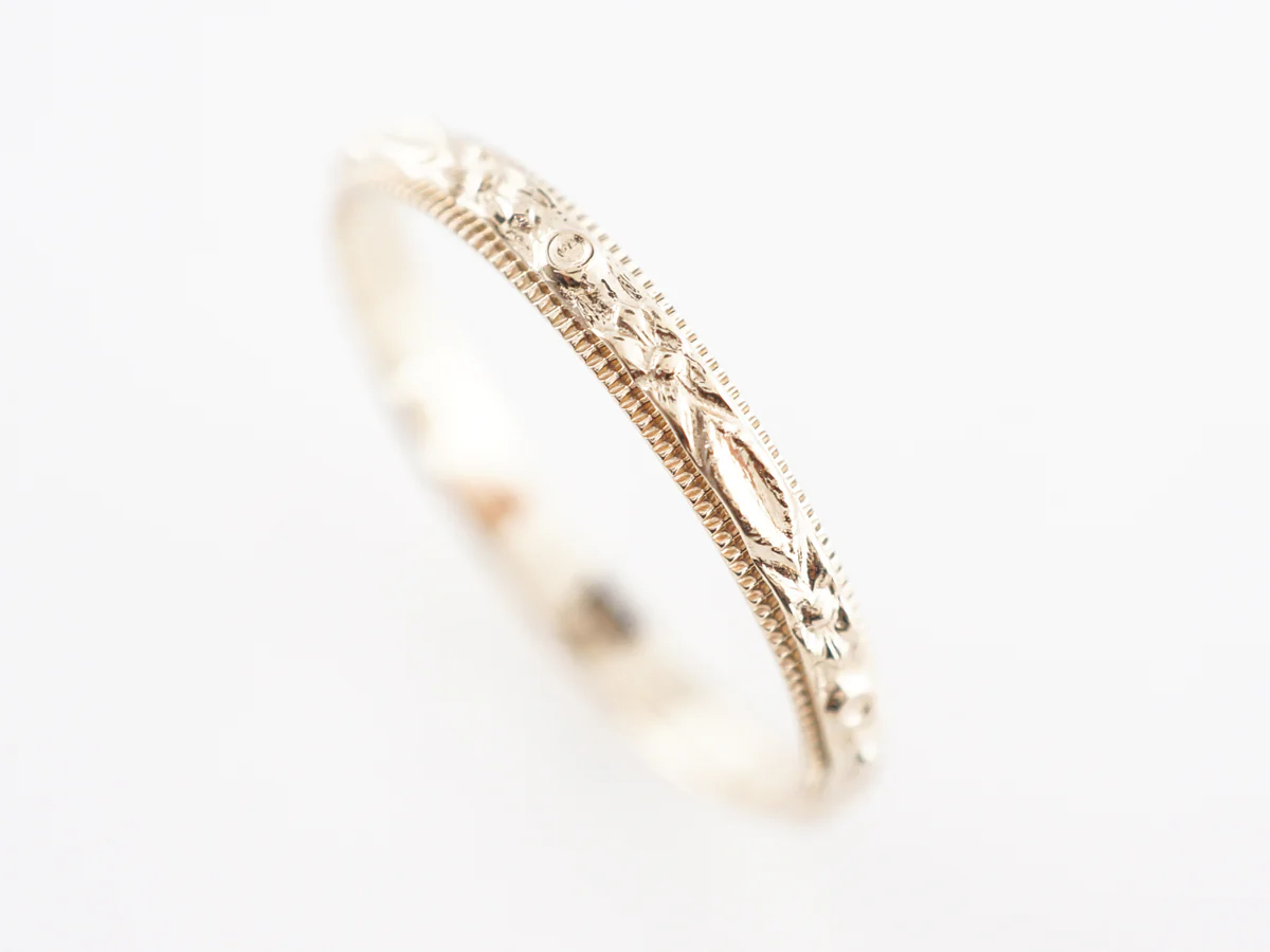 Yellow Gold Deco Blossom Wedding Band in 10k - Image 5