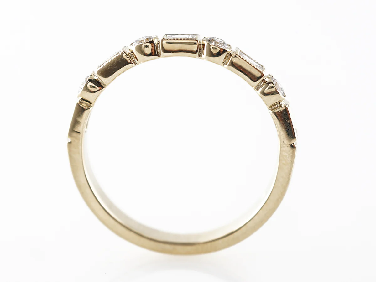 Yellow Gold Diamond Milgrain Wedding Band in 14k - Image 4