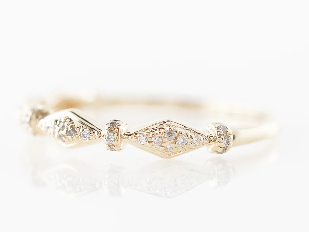 Yellow Gold Diamond Wedding Band 14k Modern - Image 2