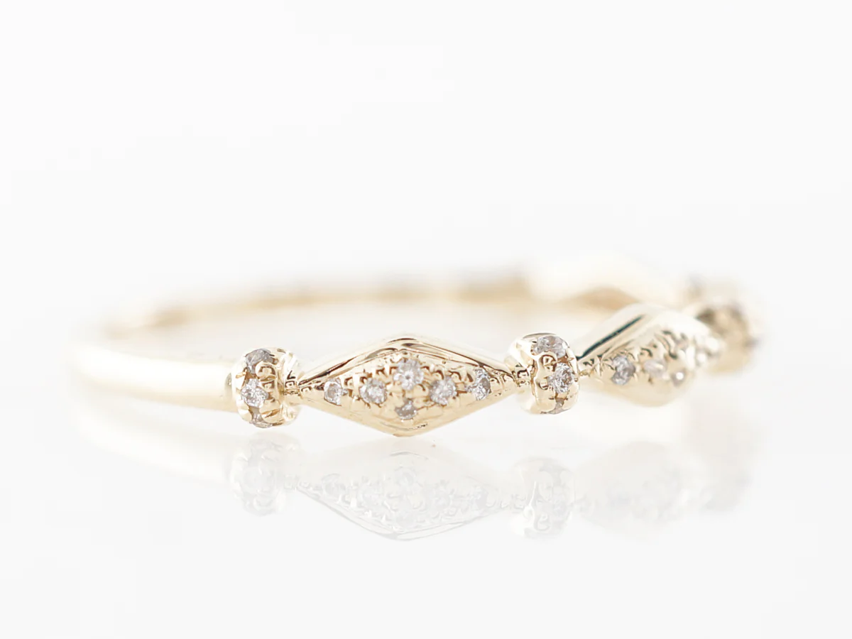Yellow Gold Diamond Wedding Band 14k Modern - Image 3