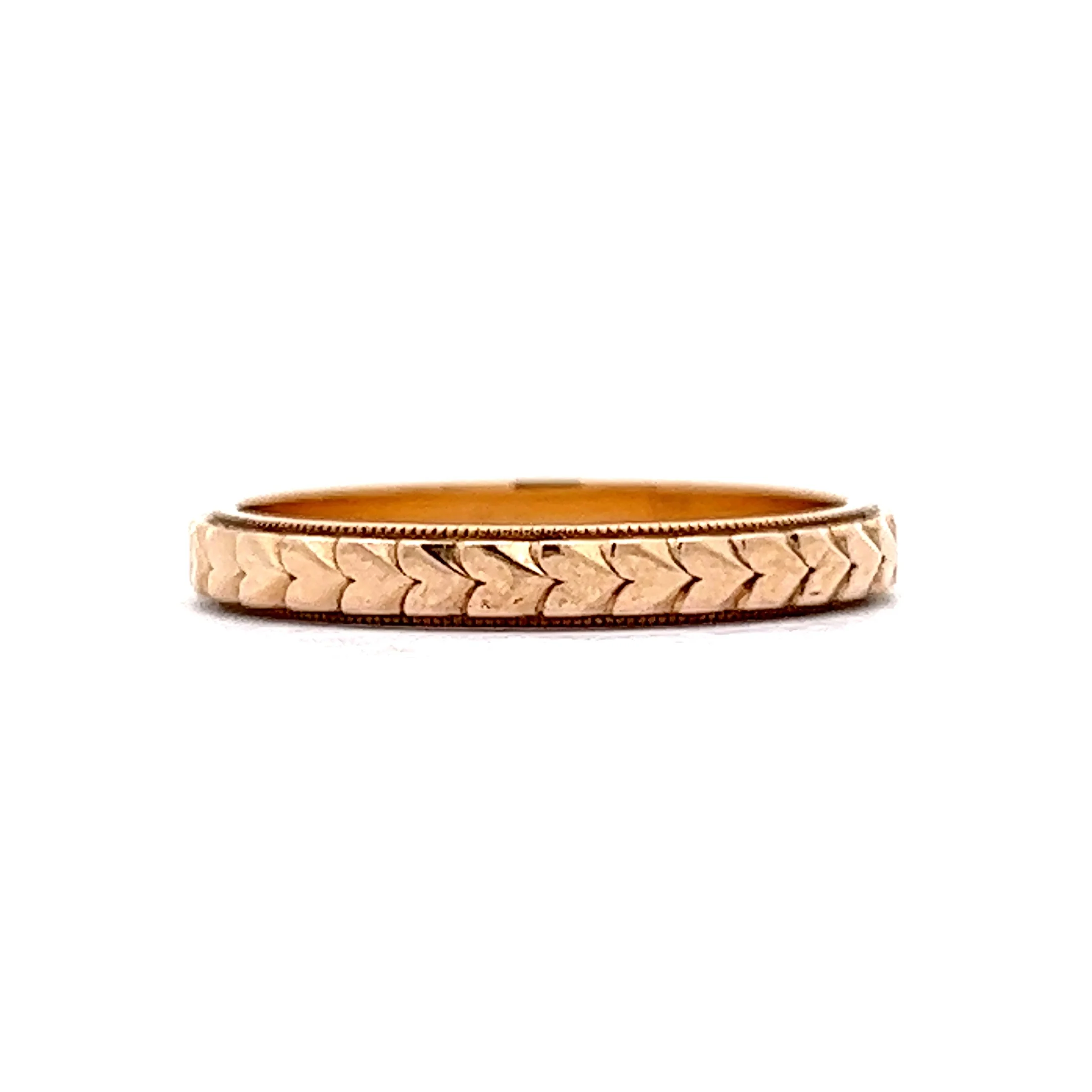 Infinity Heart Engraved Yellow Gold Wedding Band - Image 2