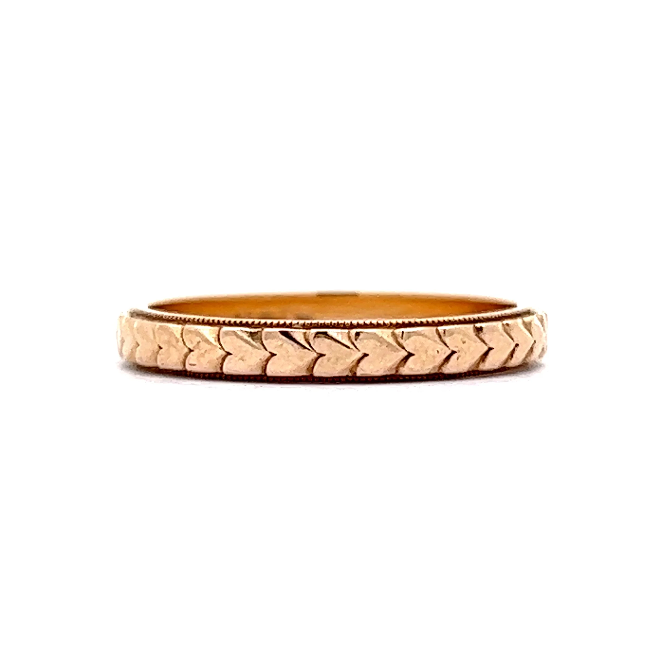 Infinity Heart Engraved Yellow Gold Wedding Band - Image 3