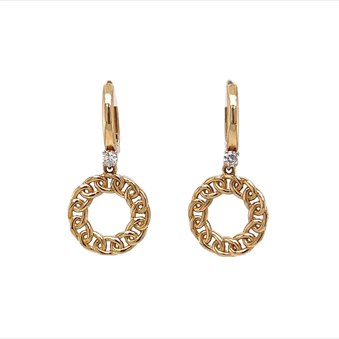 Yellow Gold Hoop Earrings w/ Diamonds