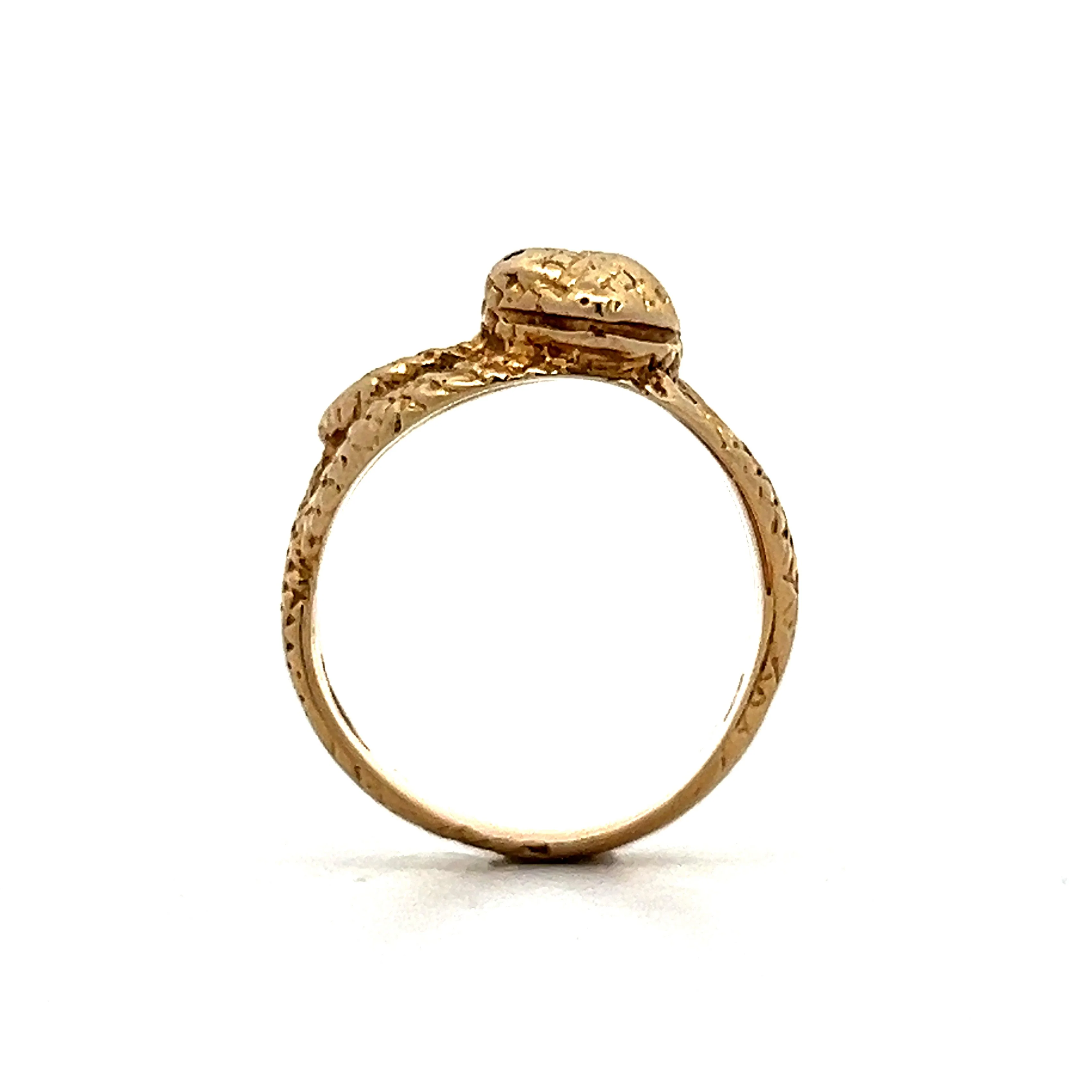 Vintage Mid-Century 14k Textured Yellow Gold Snake Ring - Image 4