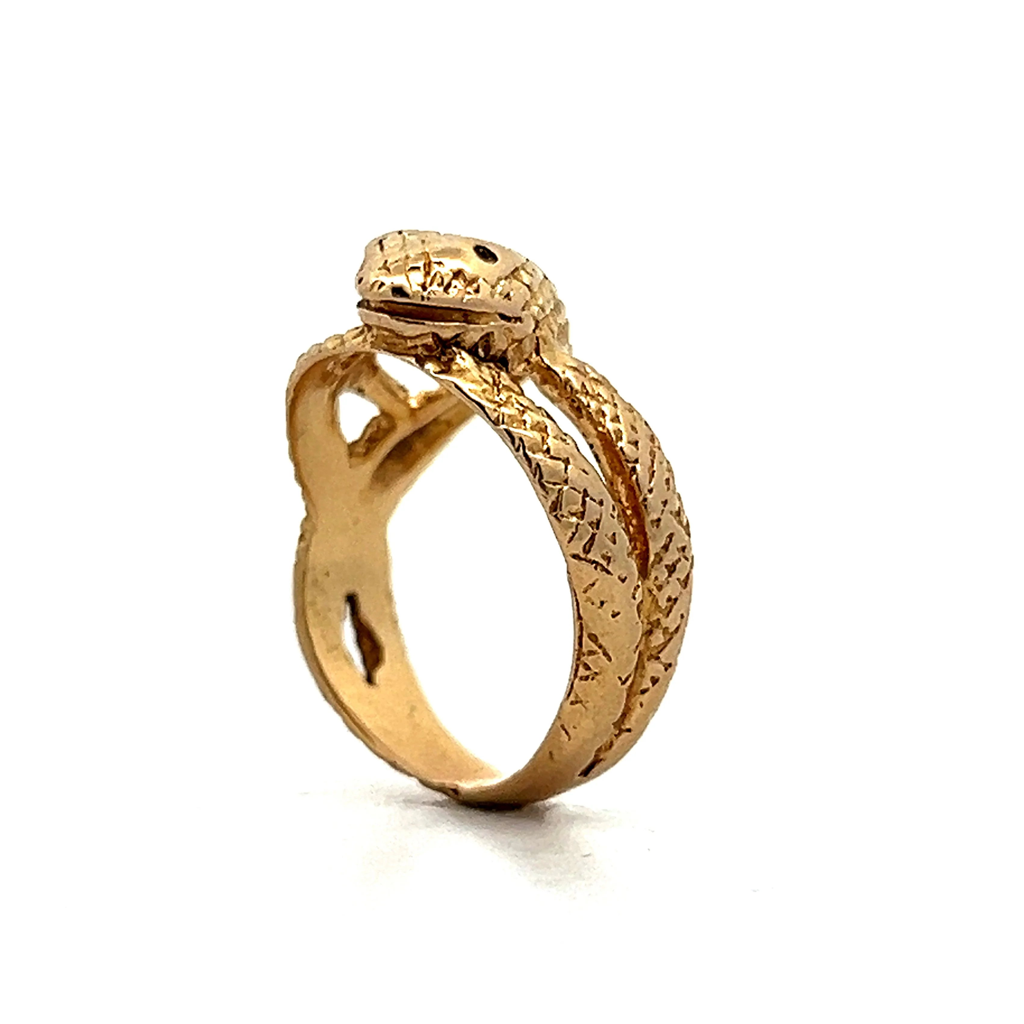 Vintage Mid-Century 14k Textured Yellow Gold Snake Ring - Image 5