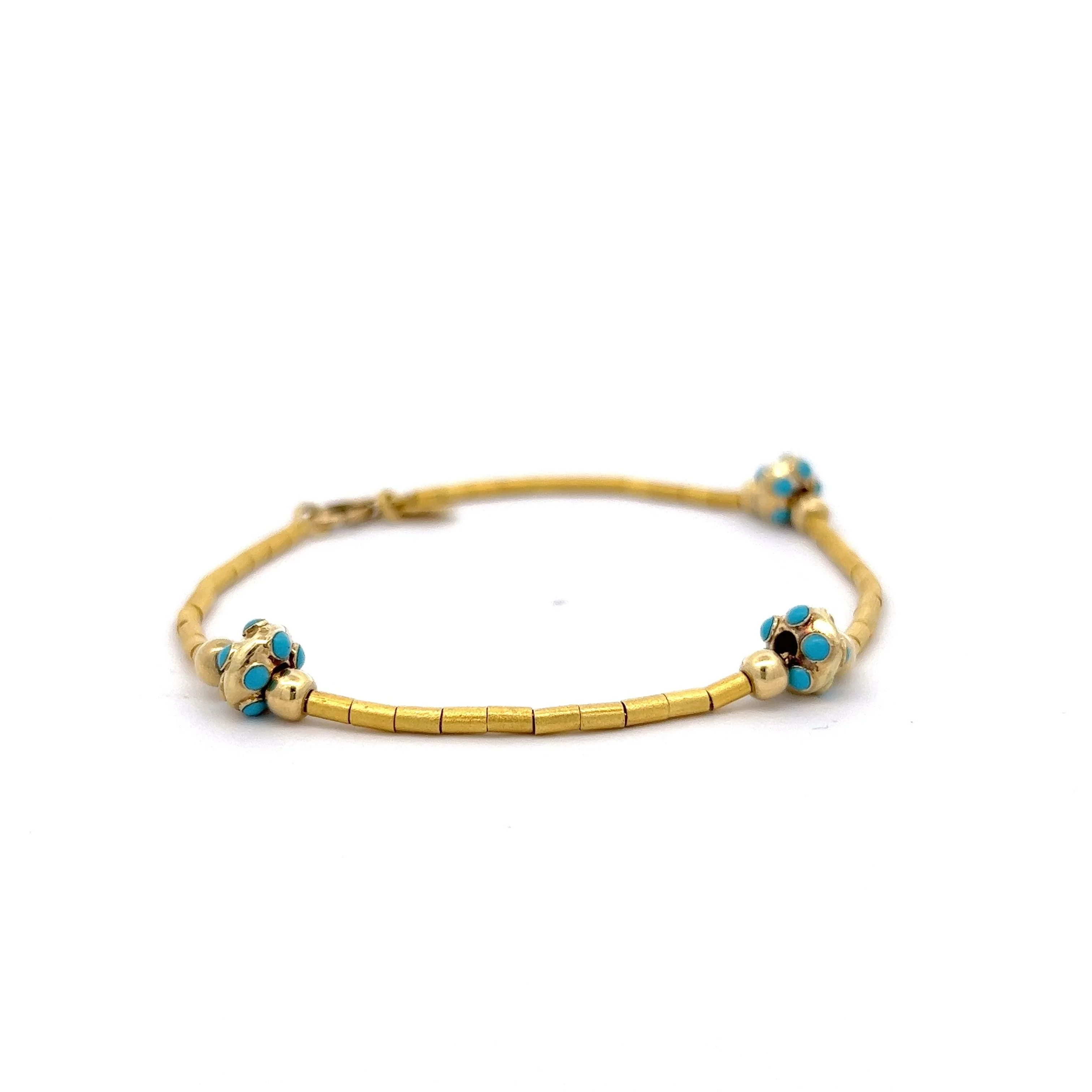 Blue Enamel Link Bracelet in 14k Yellow Gold - Image 3