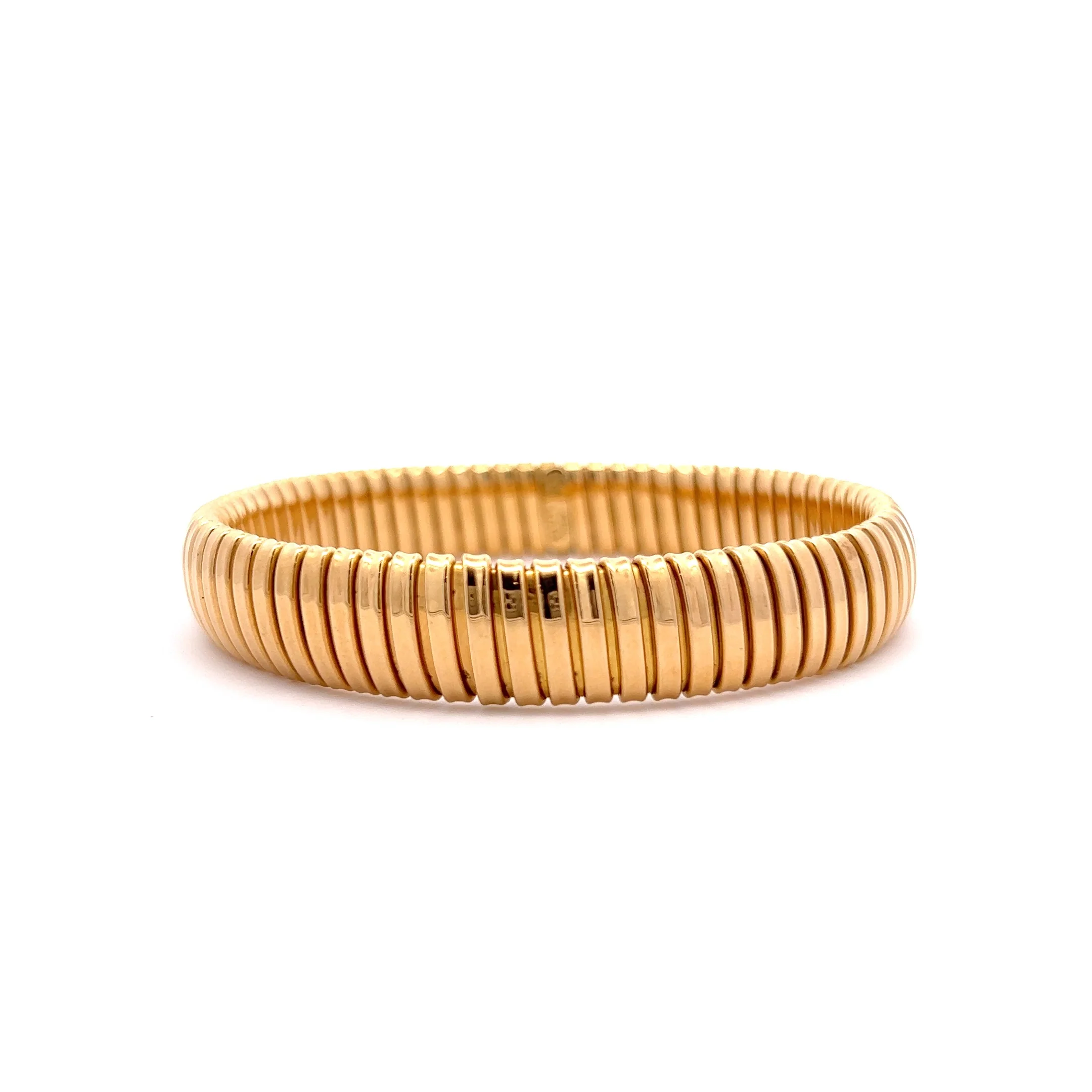 Adjustable Textured Bangle Bracelet in 18k Yellow Gold