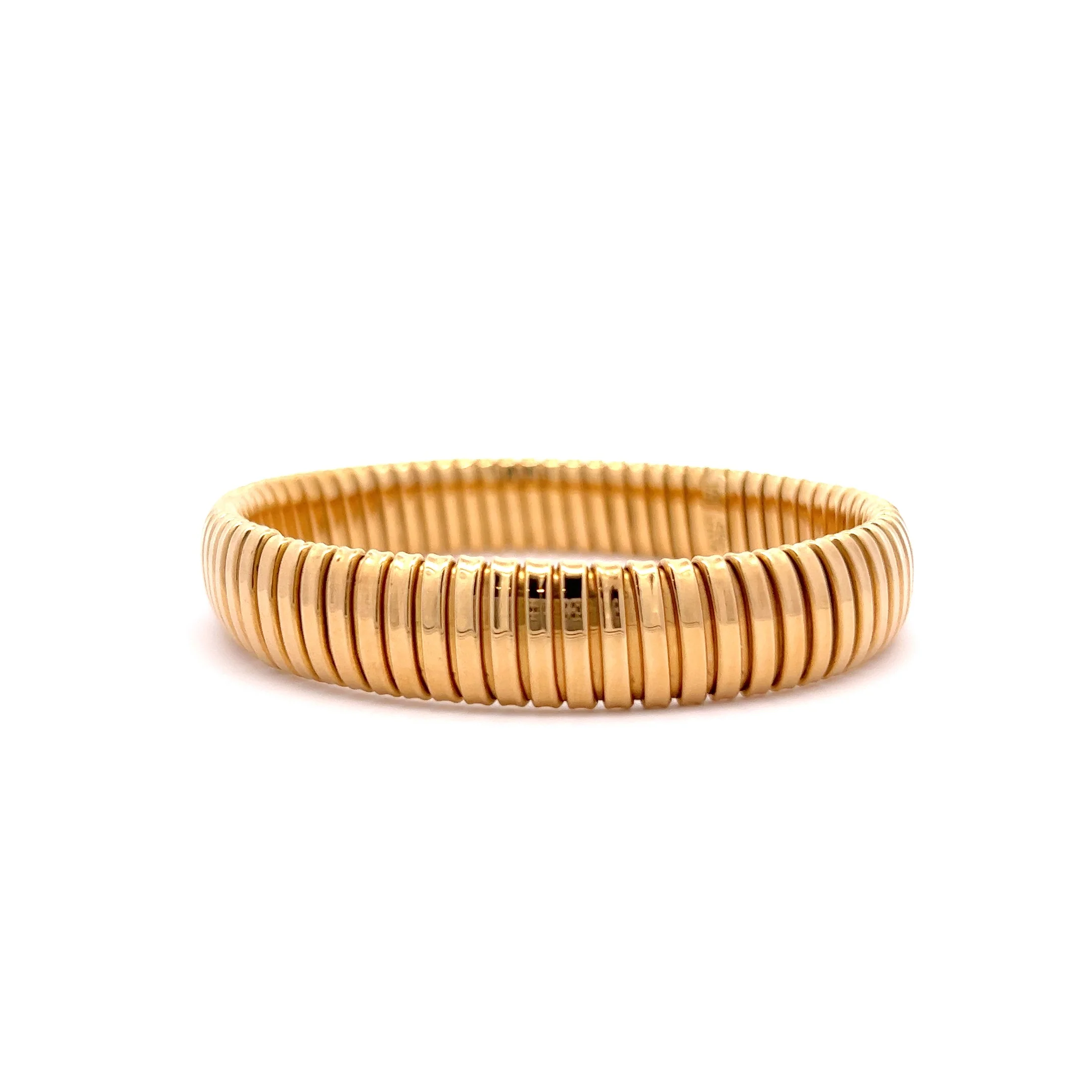 Adjustable Textured Bangle Bracelet in 18k Yellow Gold - Image 2
