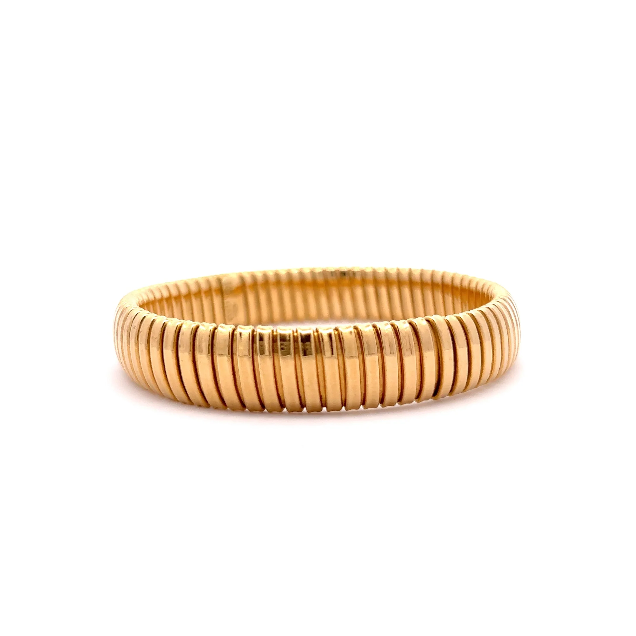 Adjustable Textured Bangle Bracelet in 18k Yellow Gold - Image 3