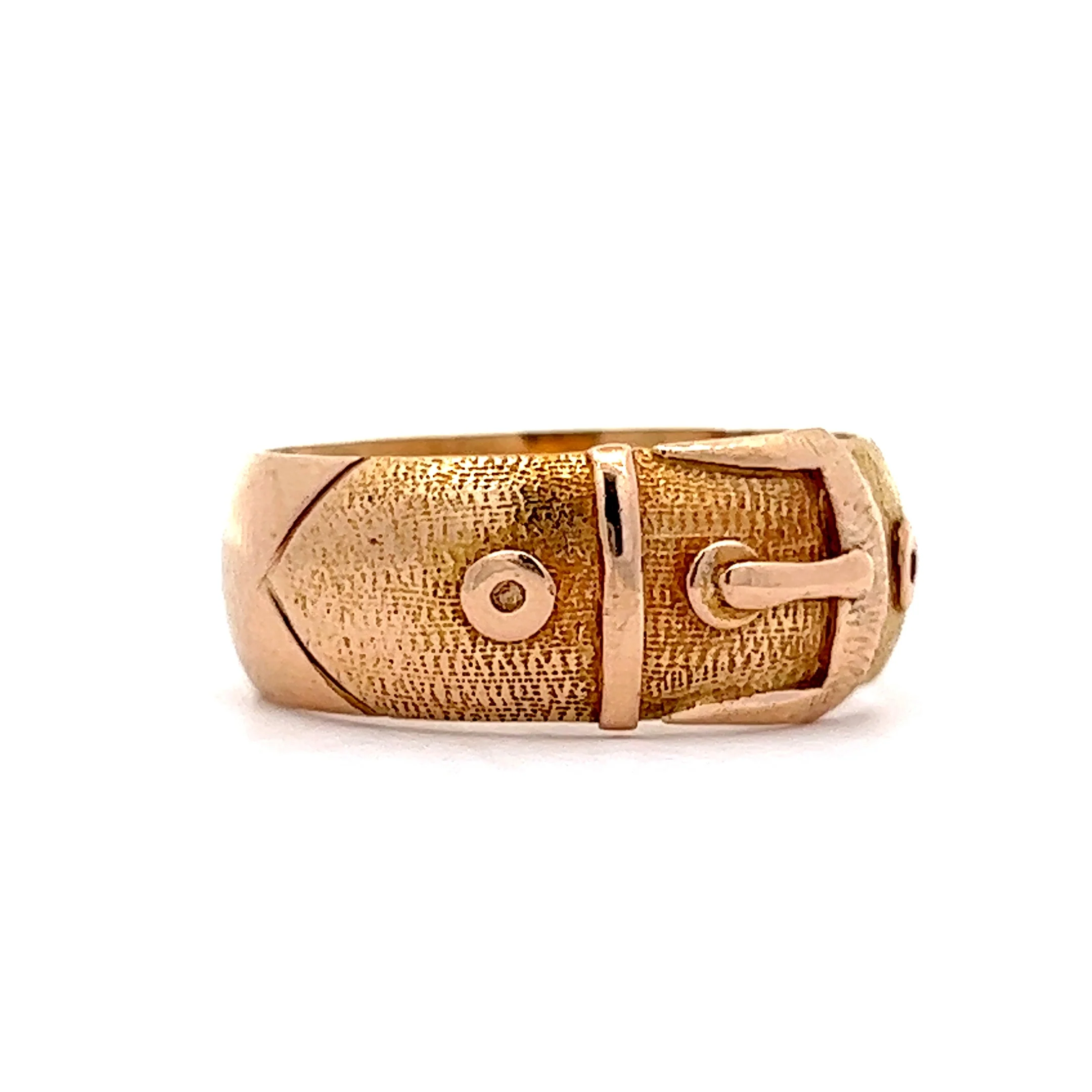 Bold Chanel-Inspired Yellow Gold Belt Buckle Ring in 18K - Image 3