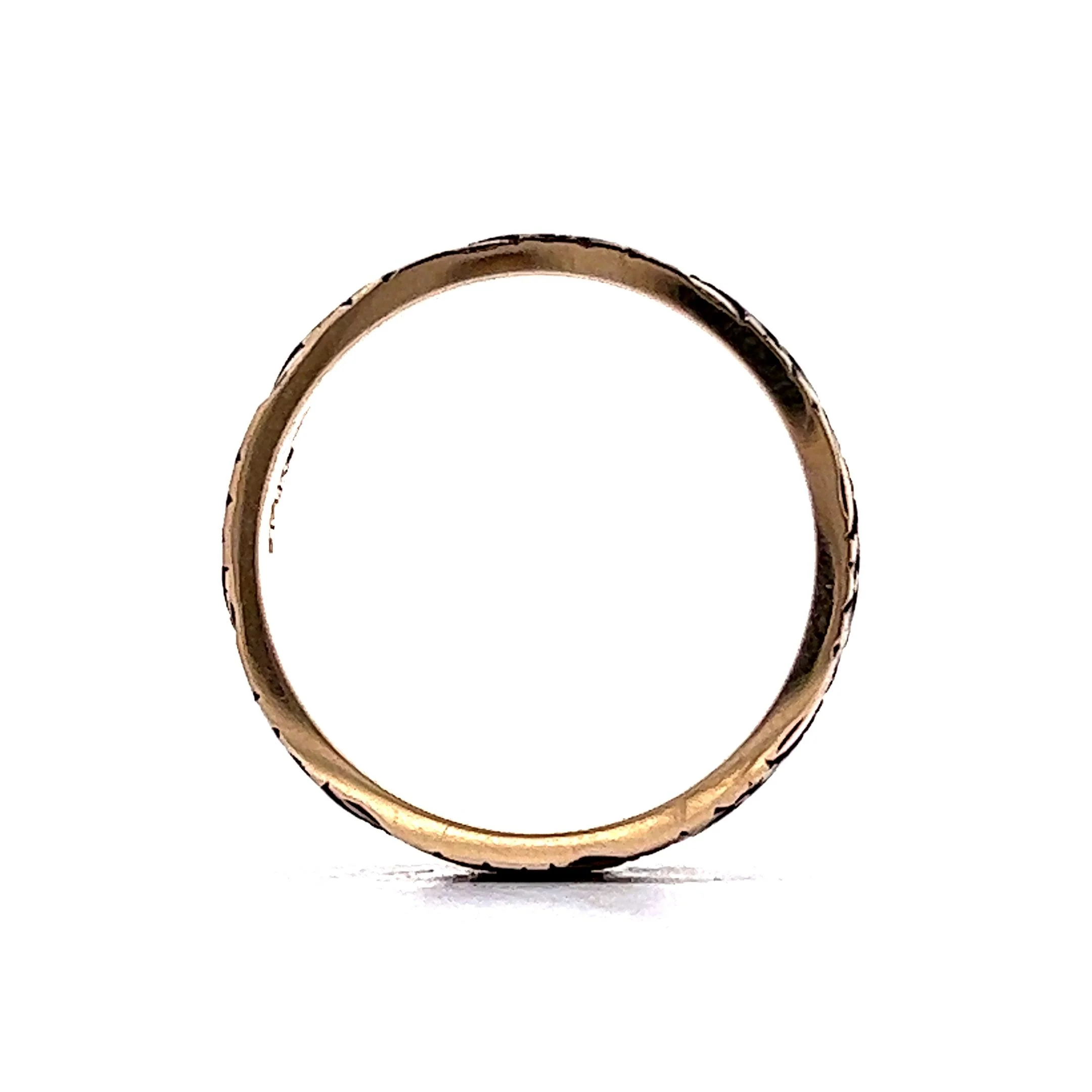 Vintage 1950's Black Enamel Floral Band in 14k Yellow Gold - Image 4
