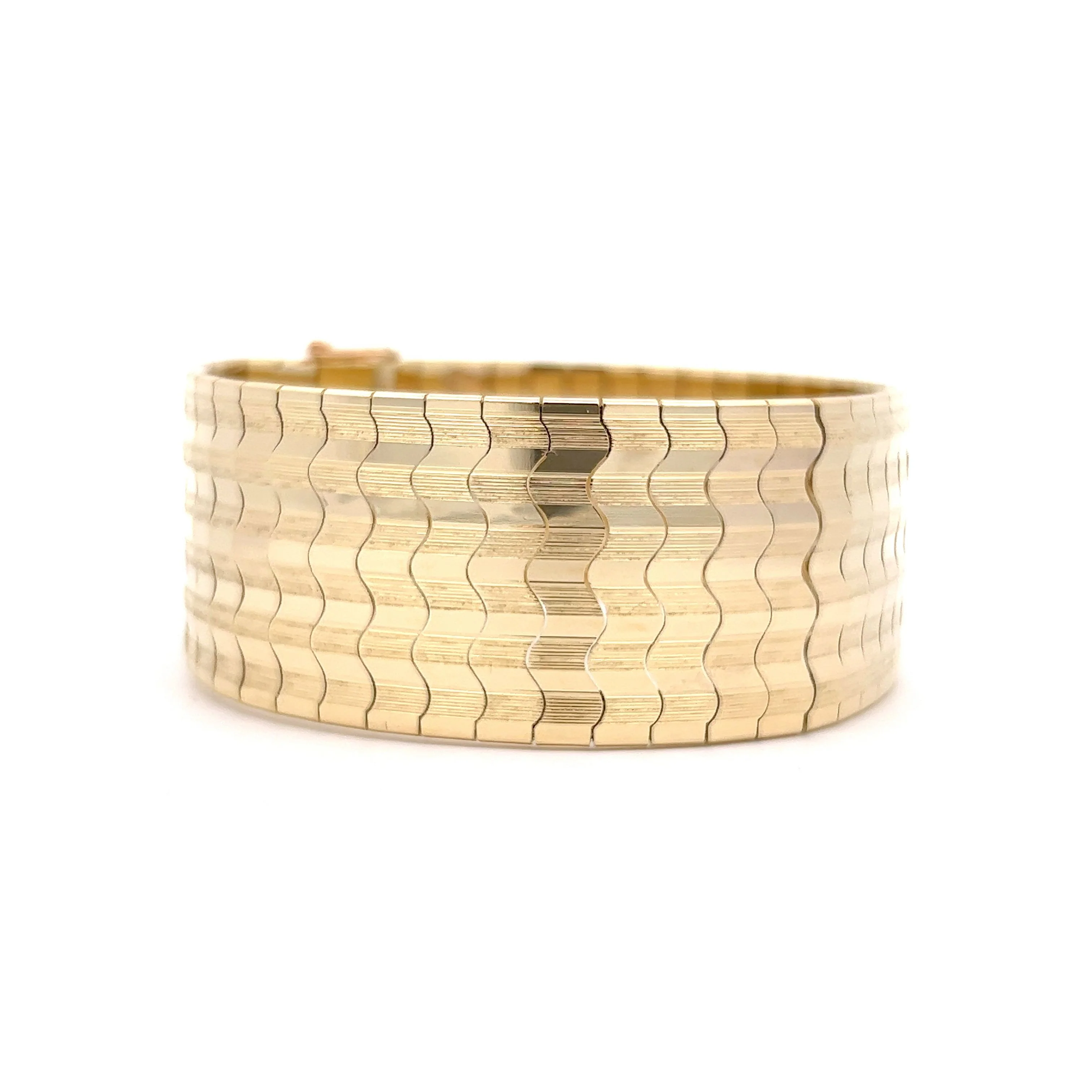 Wide Textured Bracelet in 14k Yellow Gold - Image 2