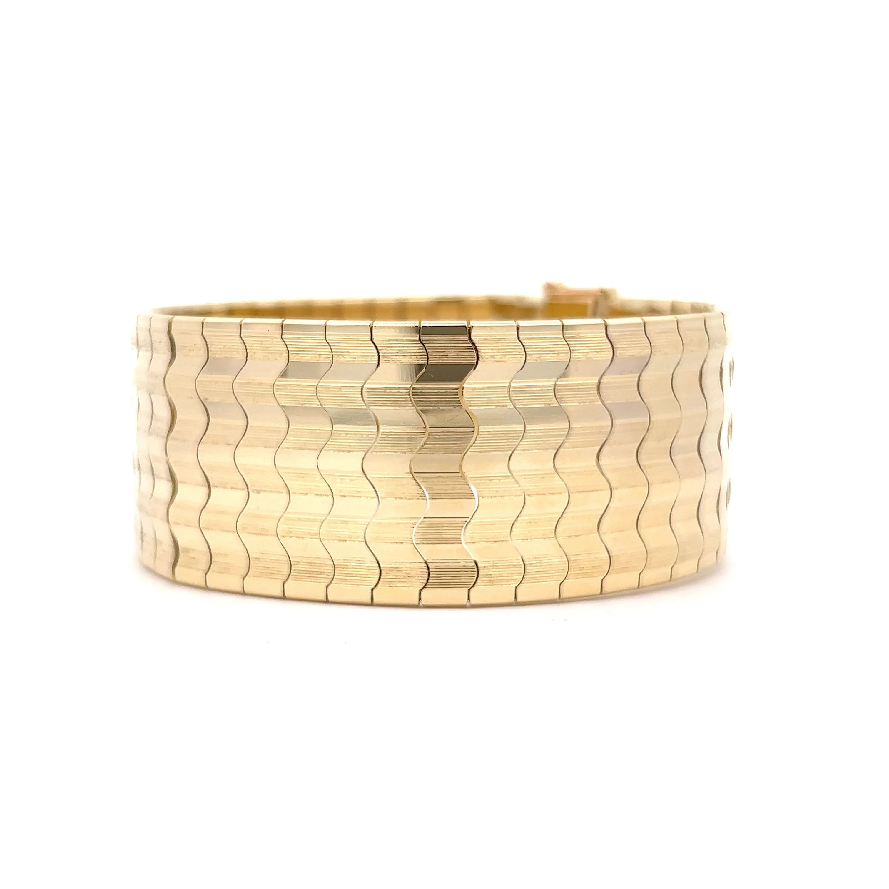 Wide Textured Bracelet in 14k Yellow Gold - Image 3