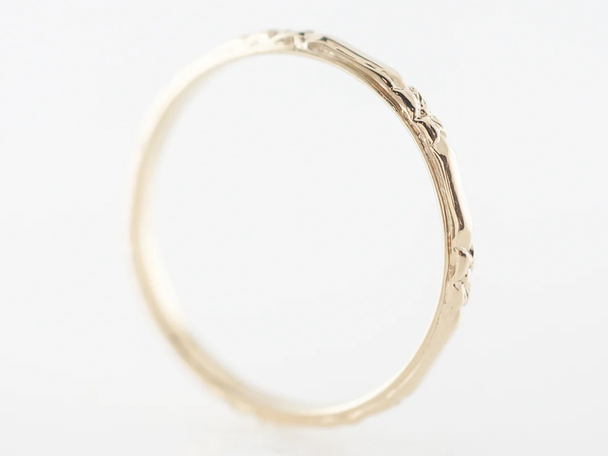 Yellow Gold Orange Blossom Wedding Band in 14k - Image 3