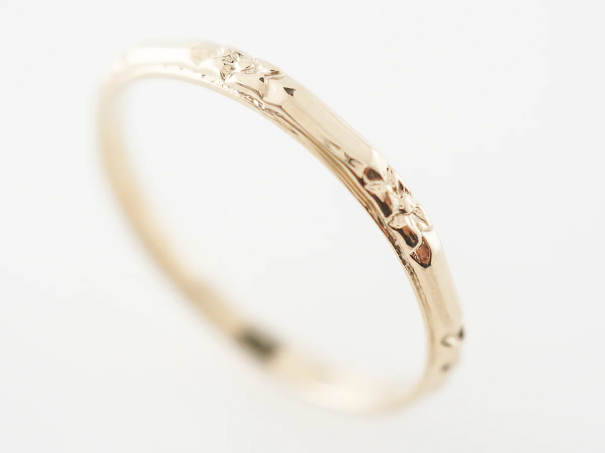 Yellow Gold Orange Blossom Wedding Band in 14k - Image 4