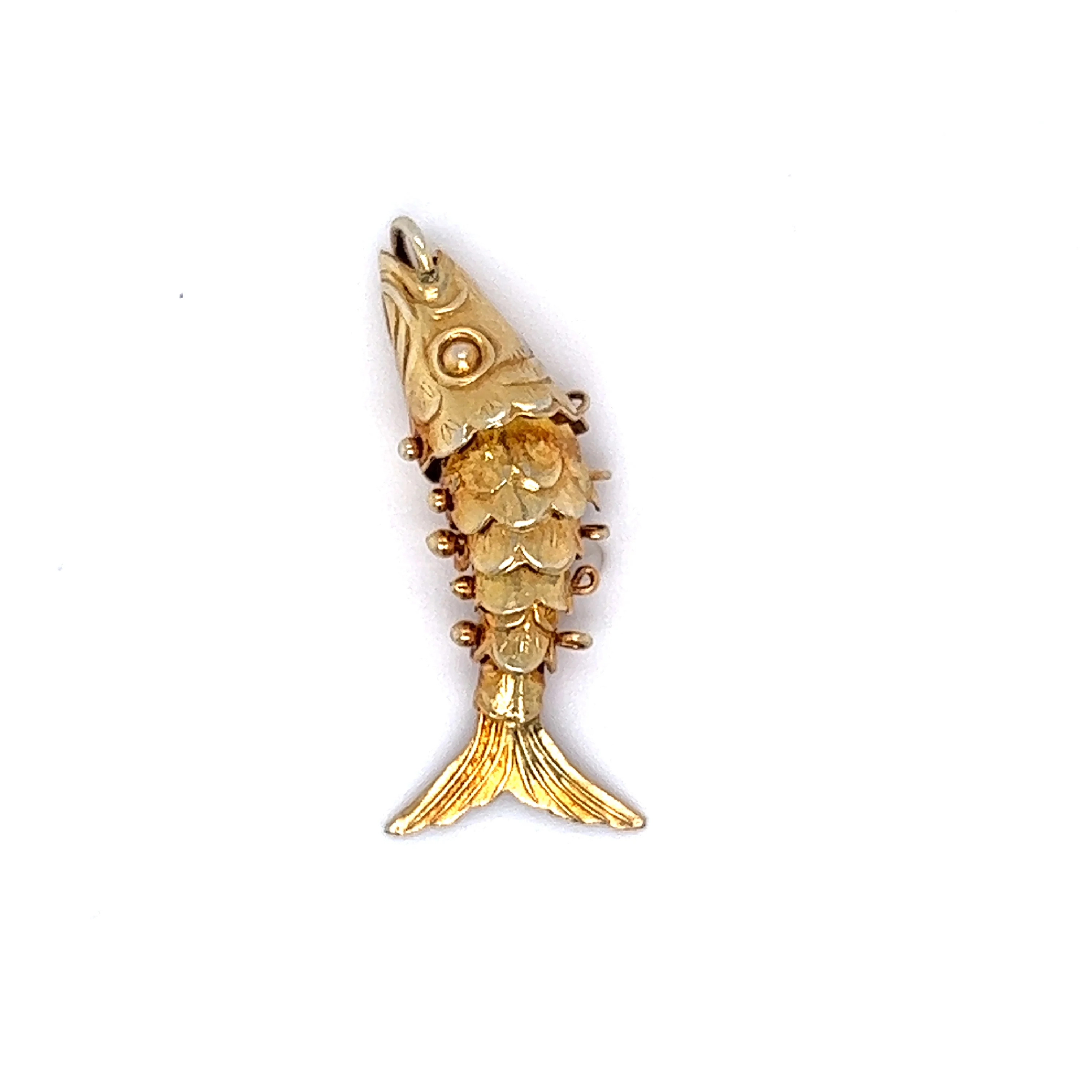 Vintage Mid-Century Koi Fish Pendant in 14k Yellow Gold - Image 2