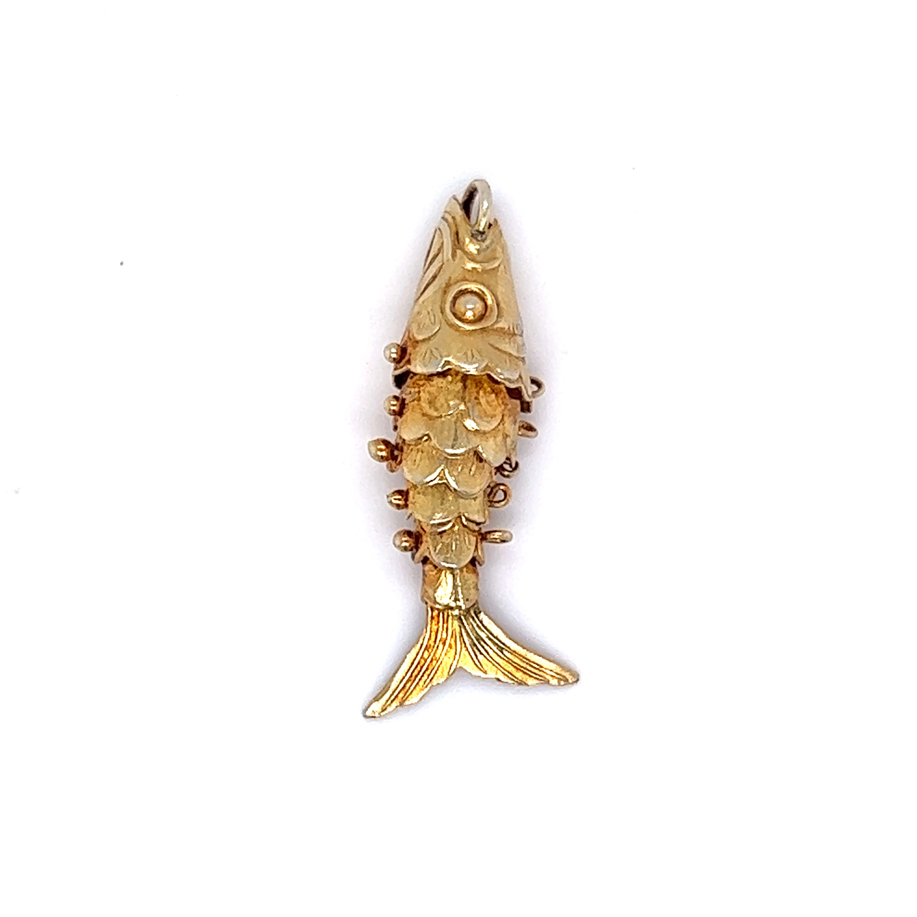 Vintage Mid-Century Koi Fish Pendant in 14k Yellow Gold - Image 3