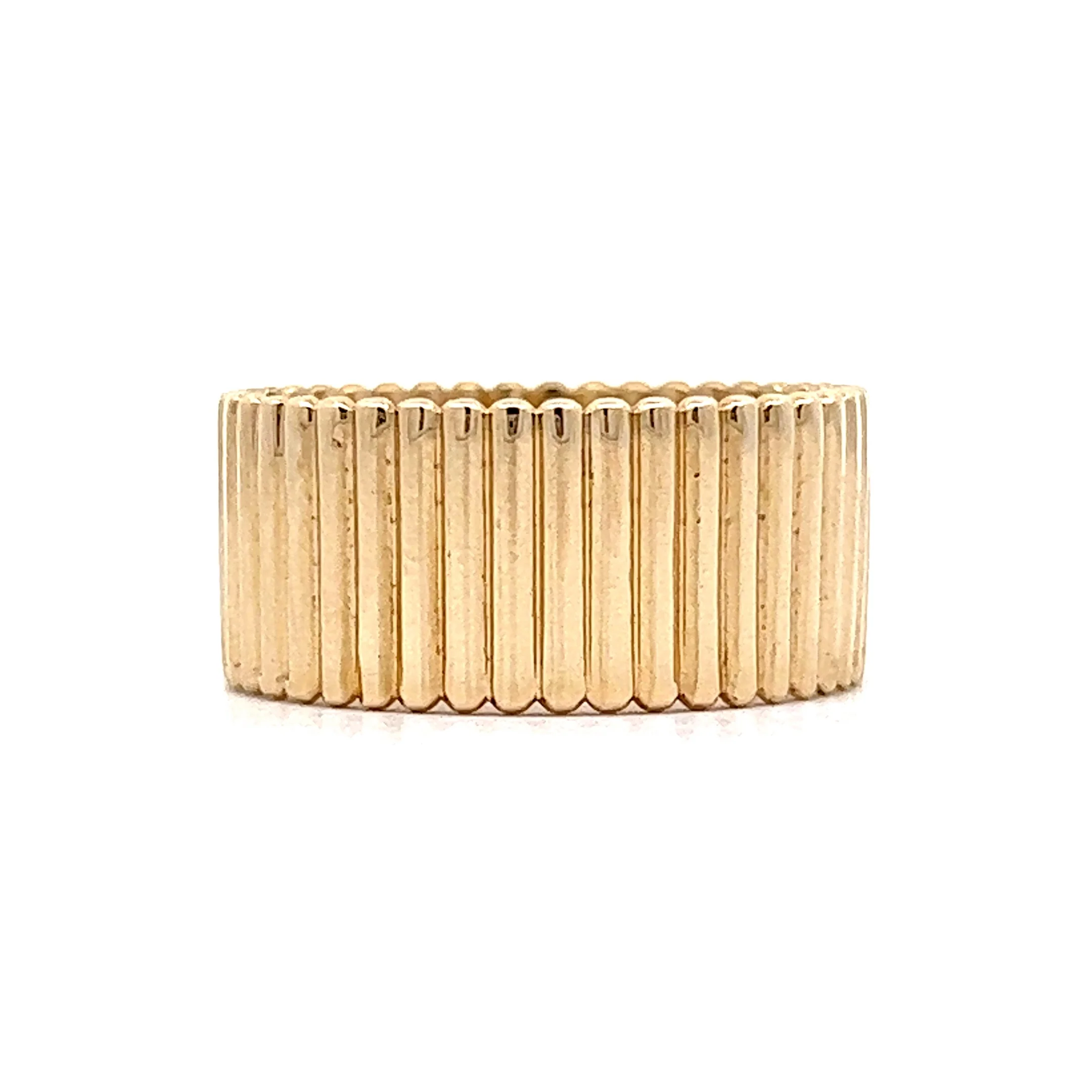 Ultra Wide Ridged Stacking Band in 14k Yellow Gold - Image 3