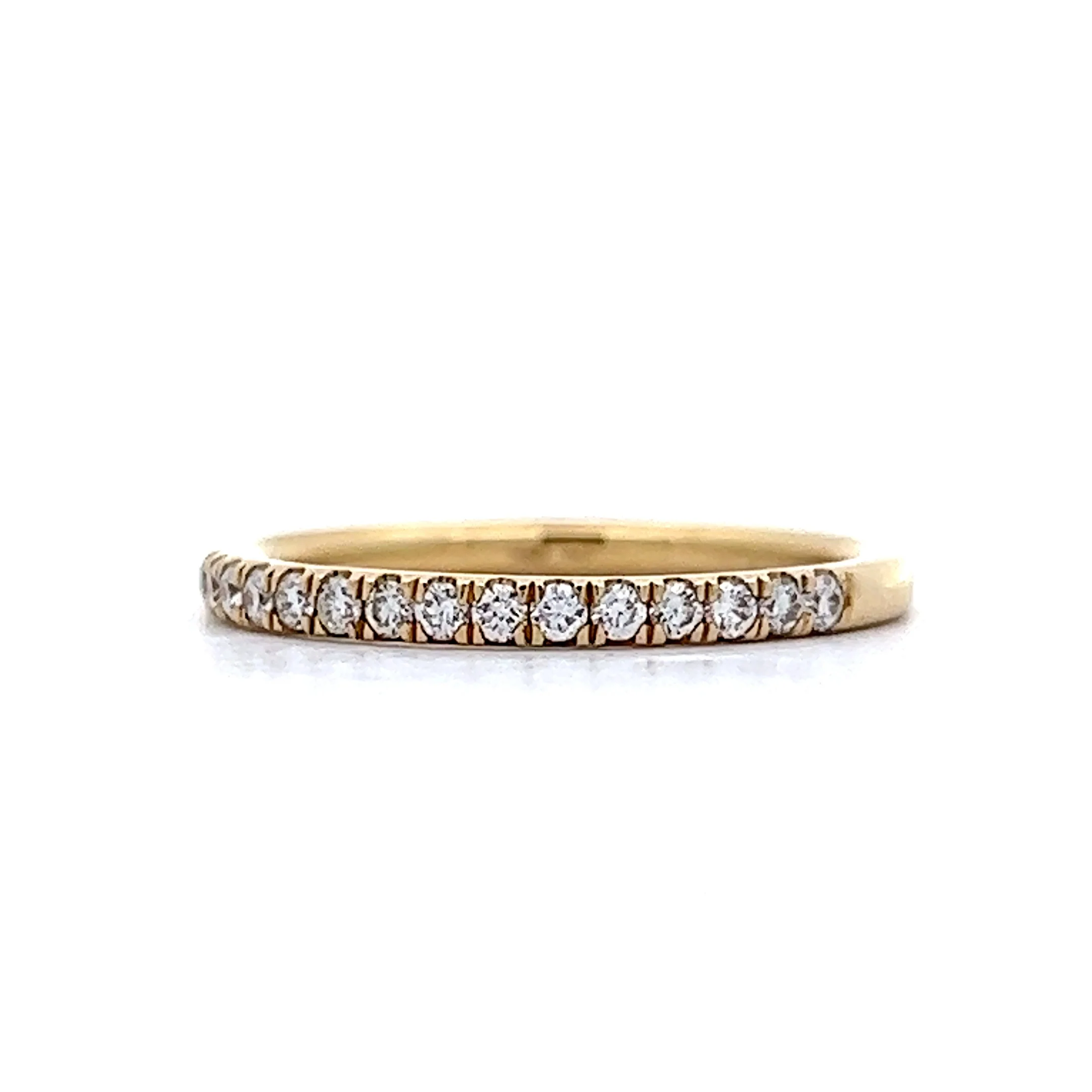 Yellow Gold Thin Wedding Band w/ Diamonds 14k - Image 2