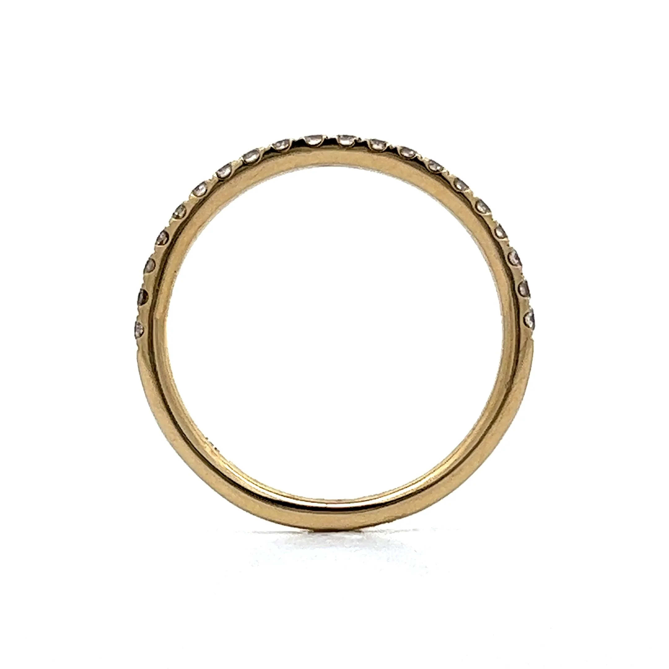 Yellow Gold Thin Wedding Band w/ Diamonds 14k - Image 4