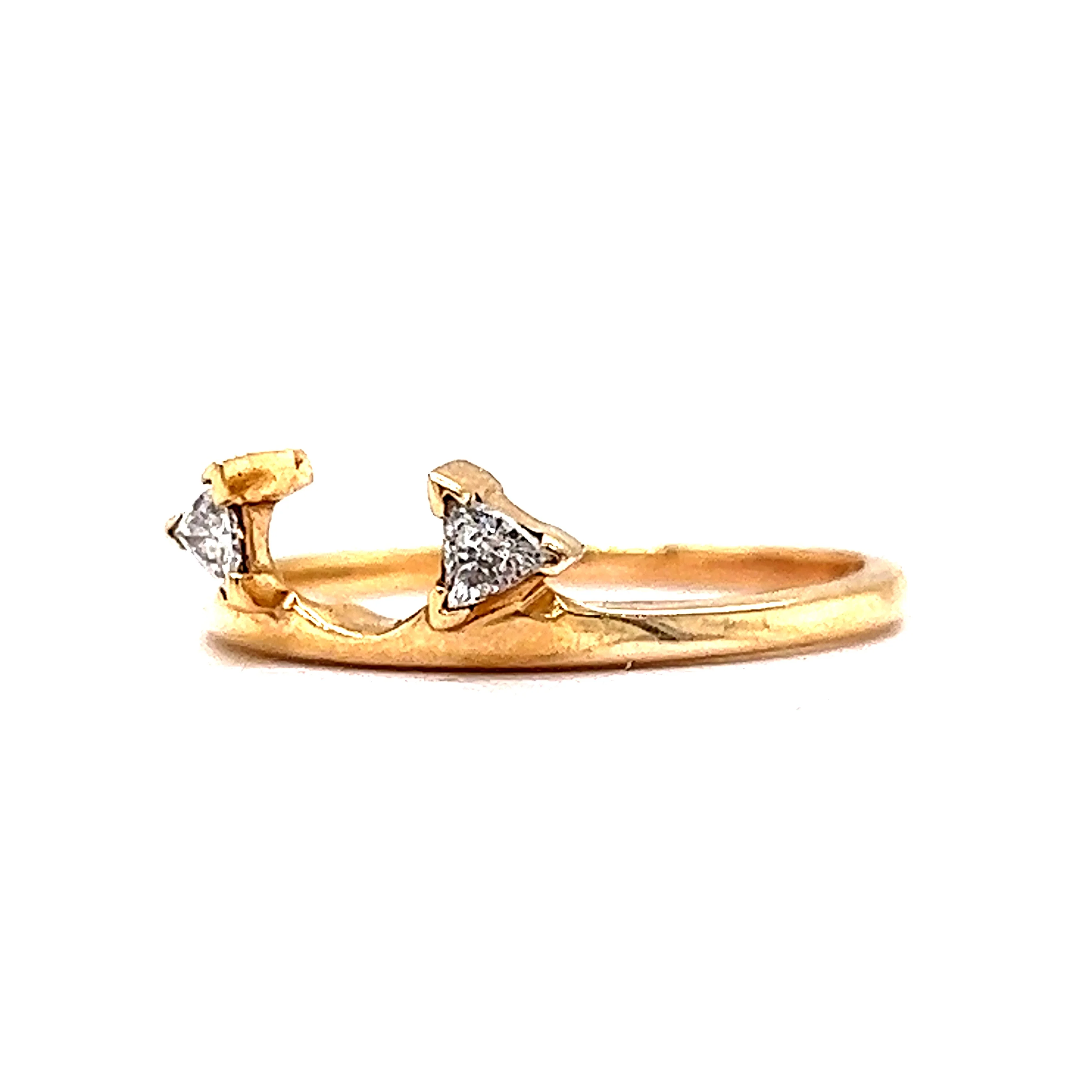 Yellow Gold Triangle Cut Diamond Wedding Ring Guard in 14k - Image 2