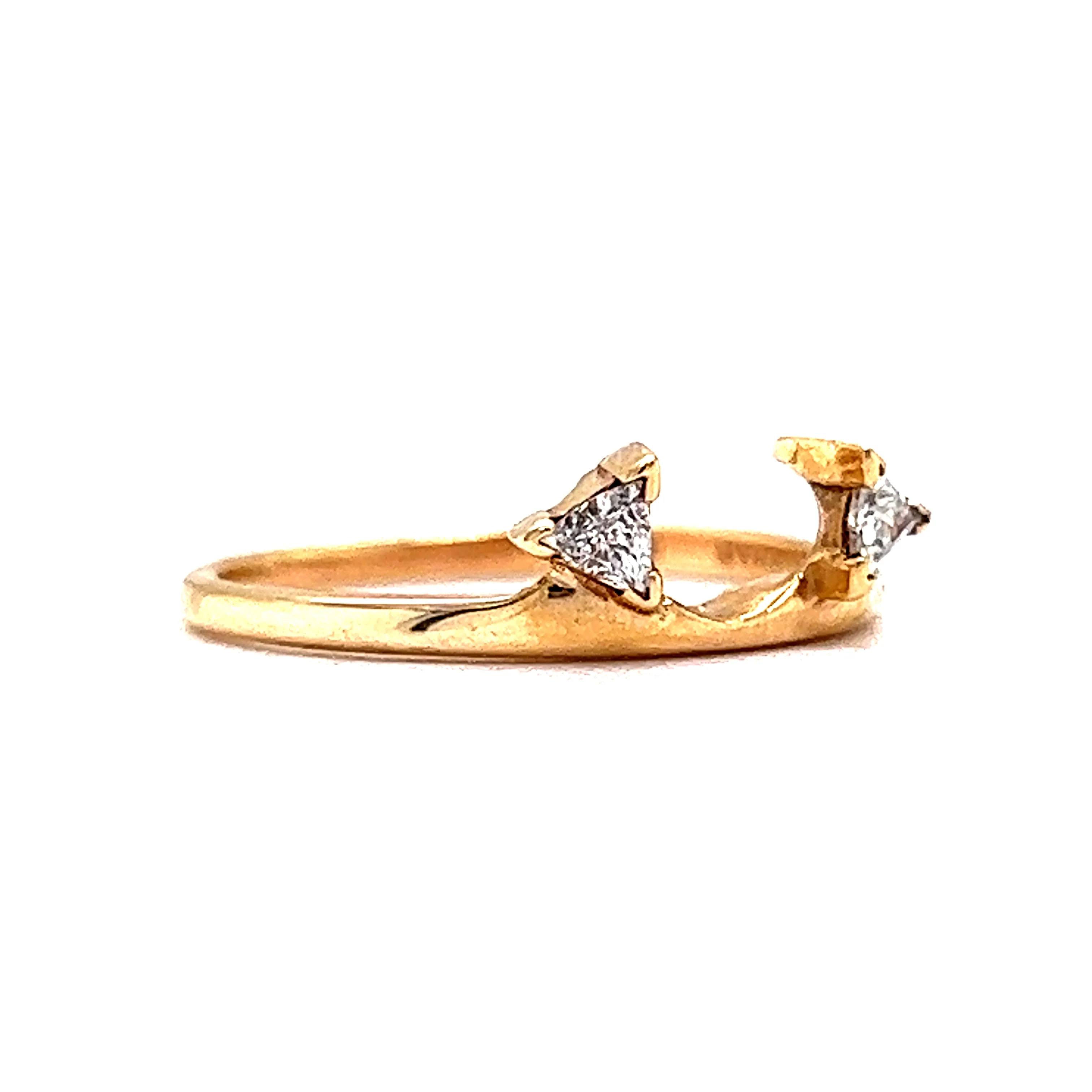 Yellow Gold Triangle Cut Diamond Wedding Ring Guard in 14k - Image 3