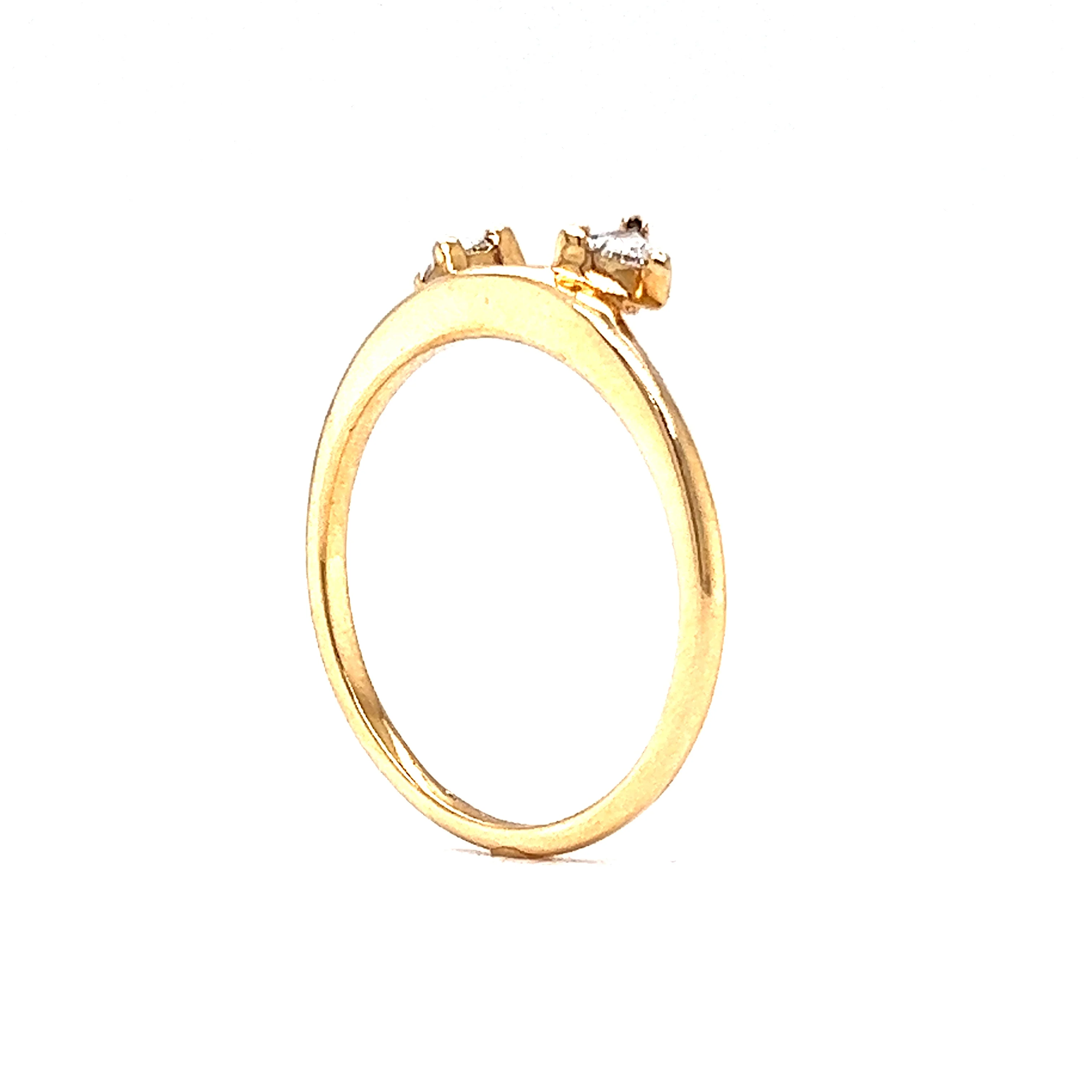 Yellow Gold Triangle Cut Diamond Wedding Ring Guard in 14k - Image 5