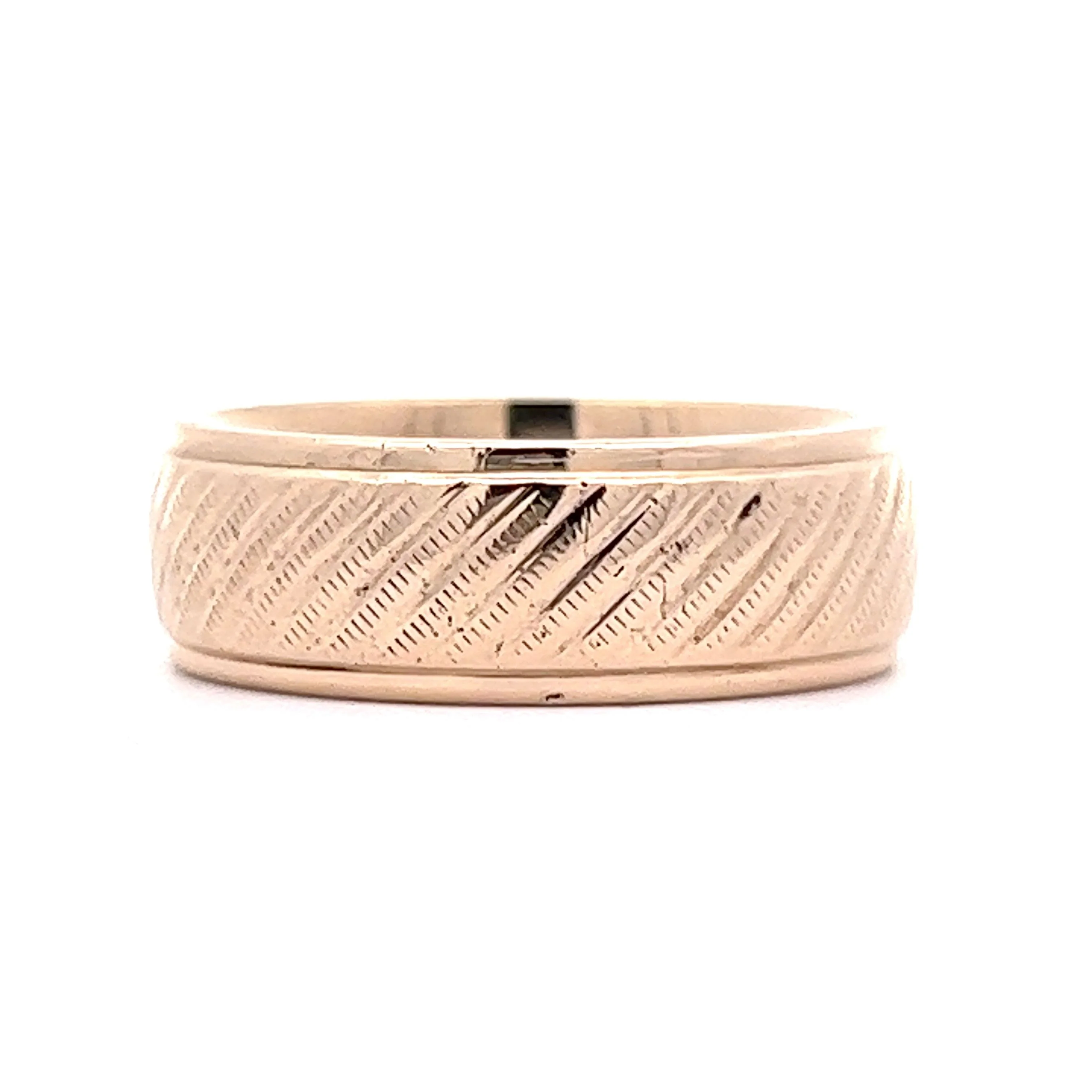 Men's 8mm Textured Wedding Band in 14k Yellow Gold - Image 3