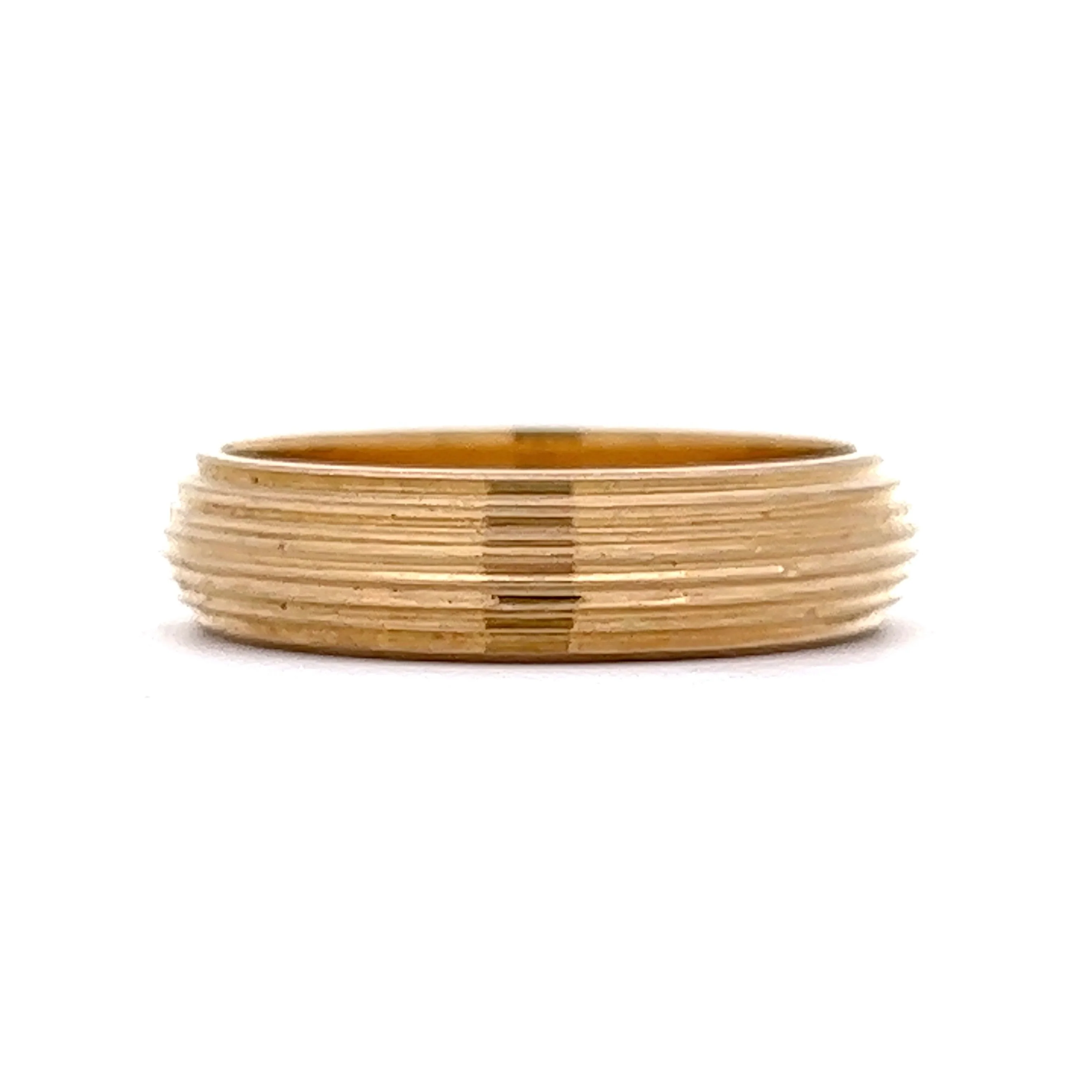 Vintage Mid-Century Men's Ridged Wedding Band in 14k Yellow Gold - Image 2