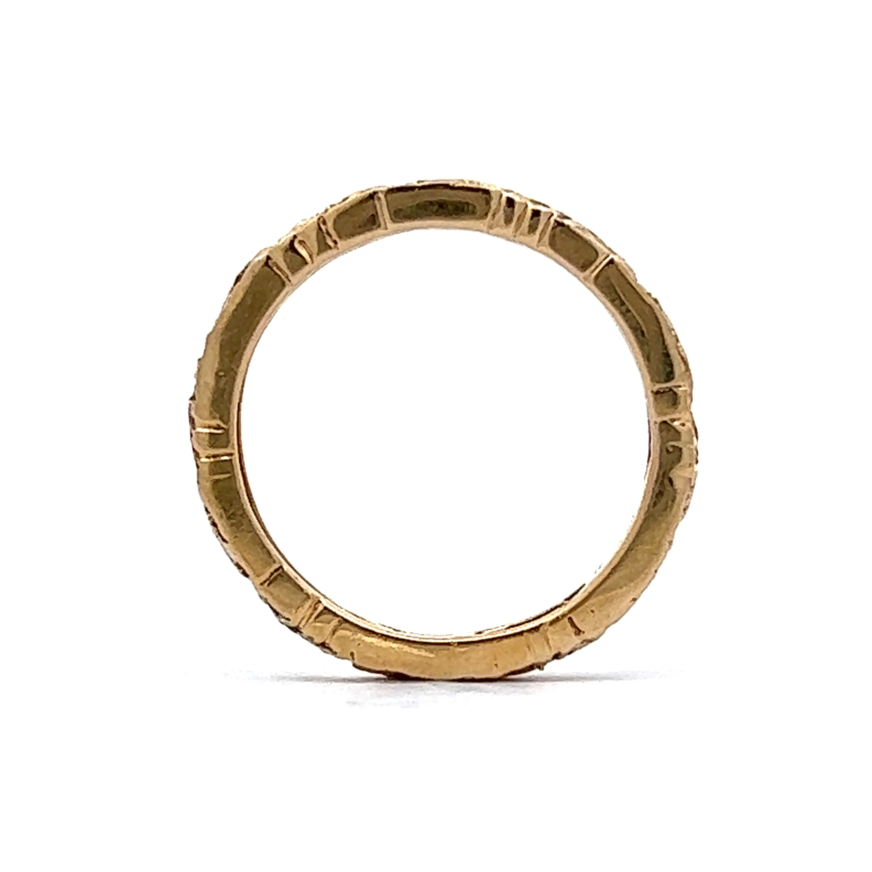 Vintage Art Deco Engraved Leaf Wedding Band in 18k Yellow Gold - Image 4