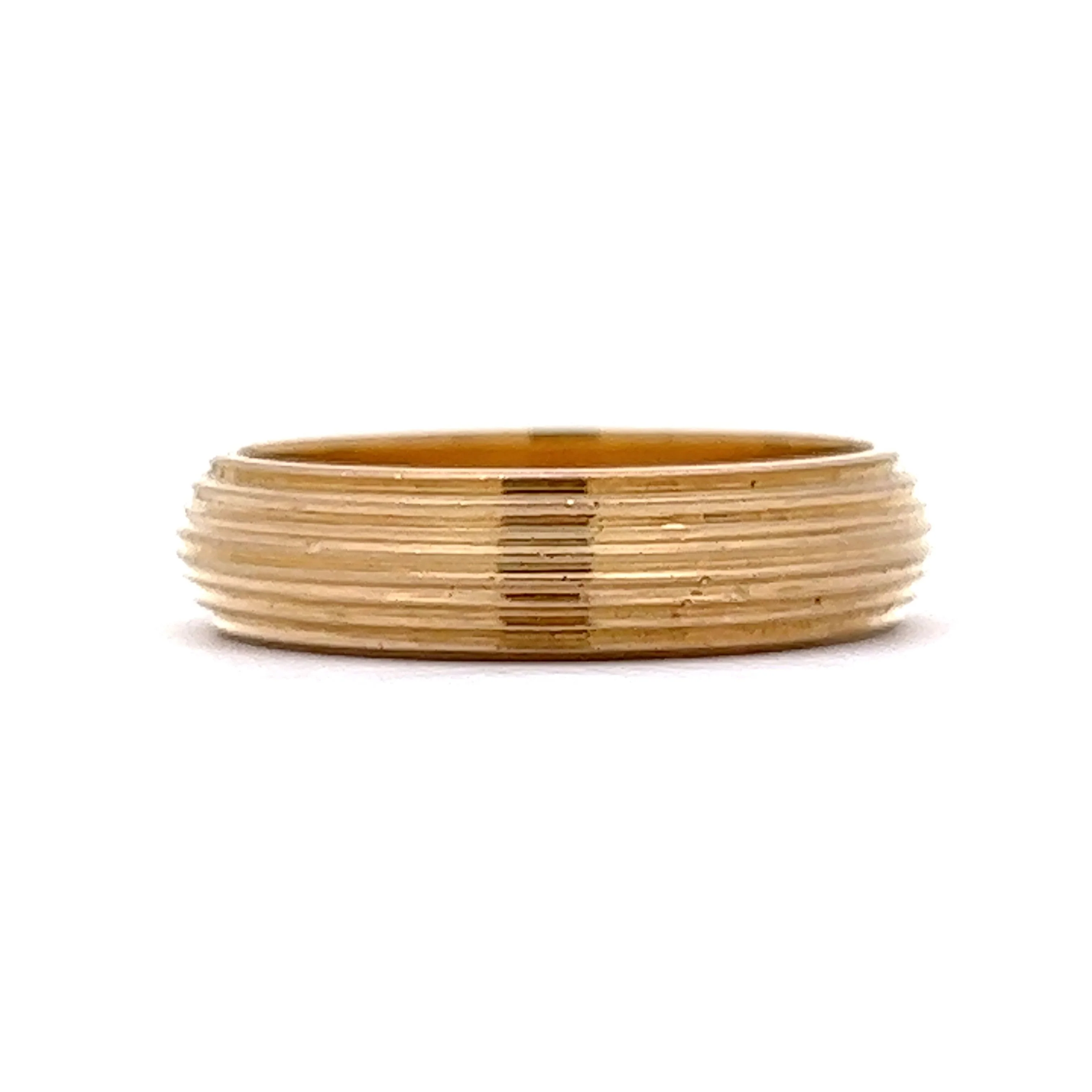 Vintage Mid-Century Men's Ridged Wedding Band in 14k Yellow Gold - Image 3