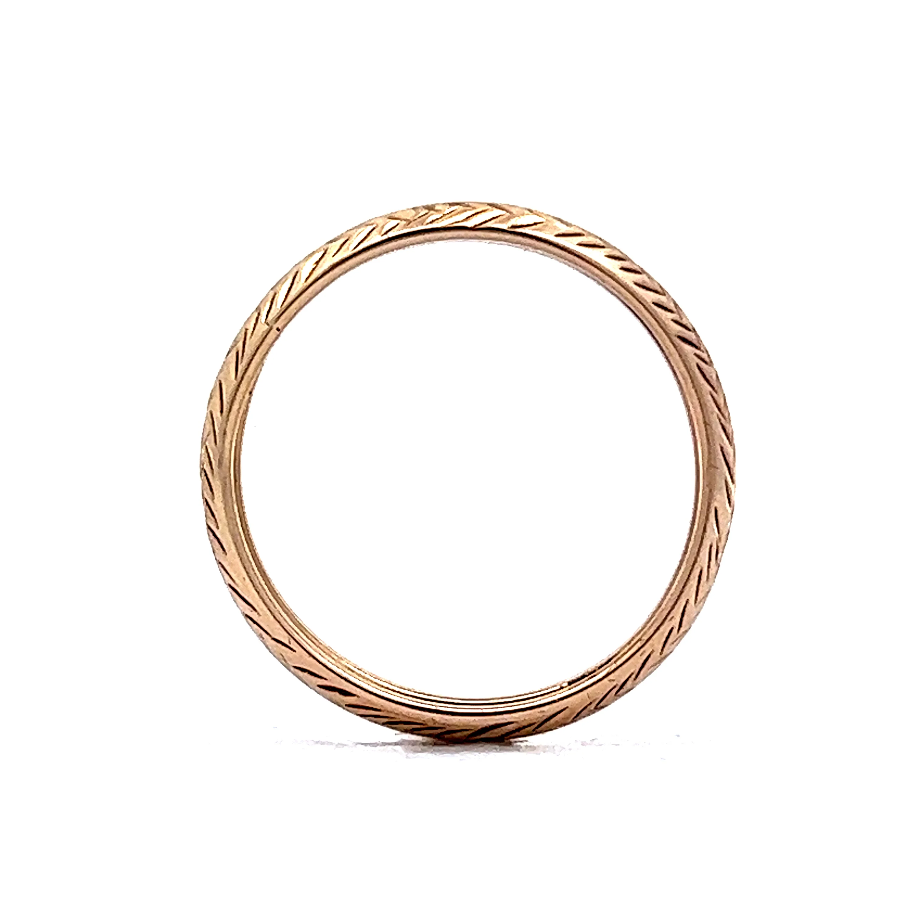 Men's Mid-Century Patterned Yellow Gold Wedding Band - Image 4