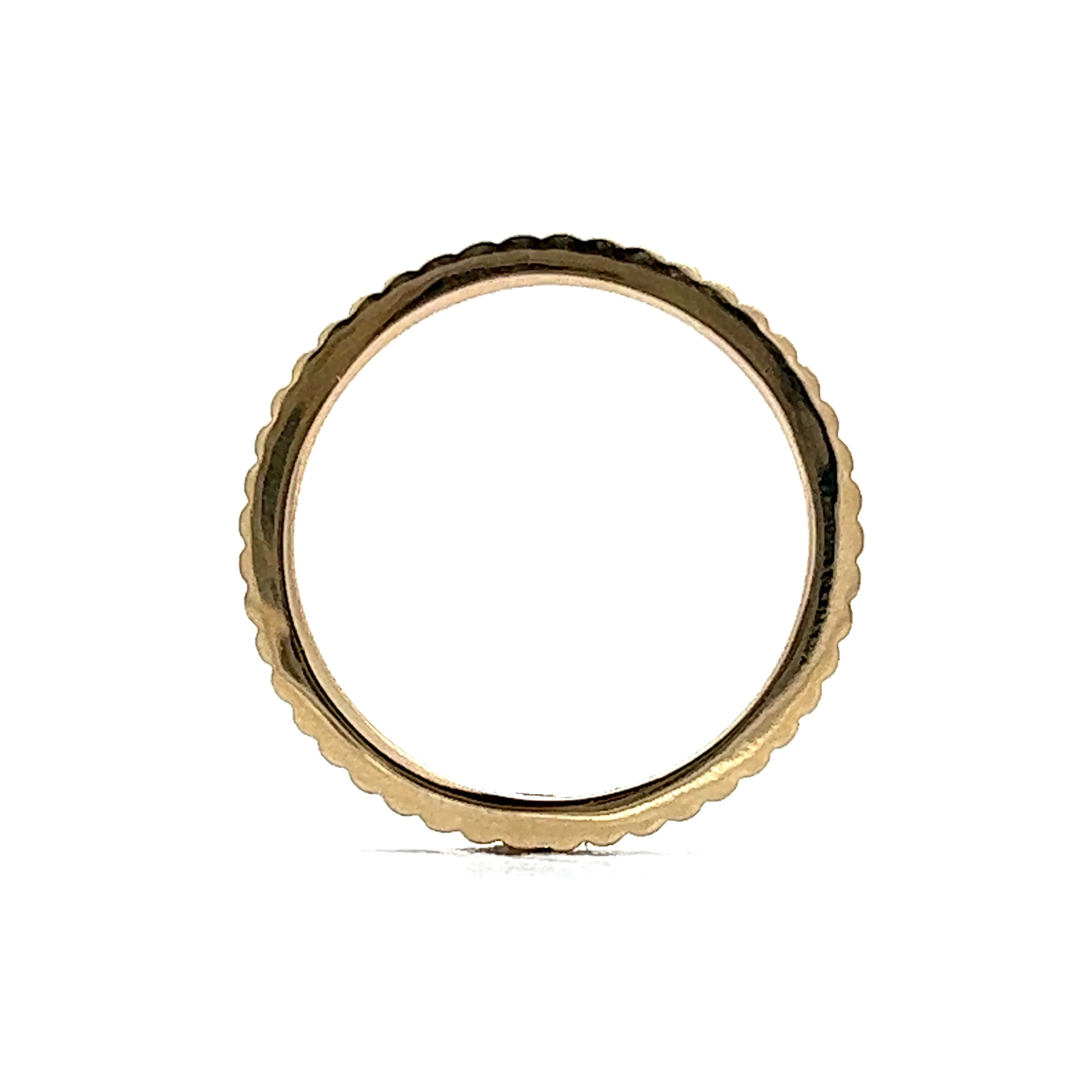 Ridged Textured Stacking Wedding Band in 14k Yellow Gold - Image 4