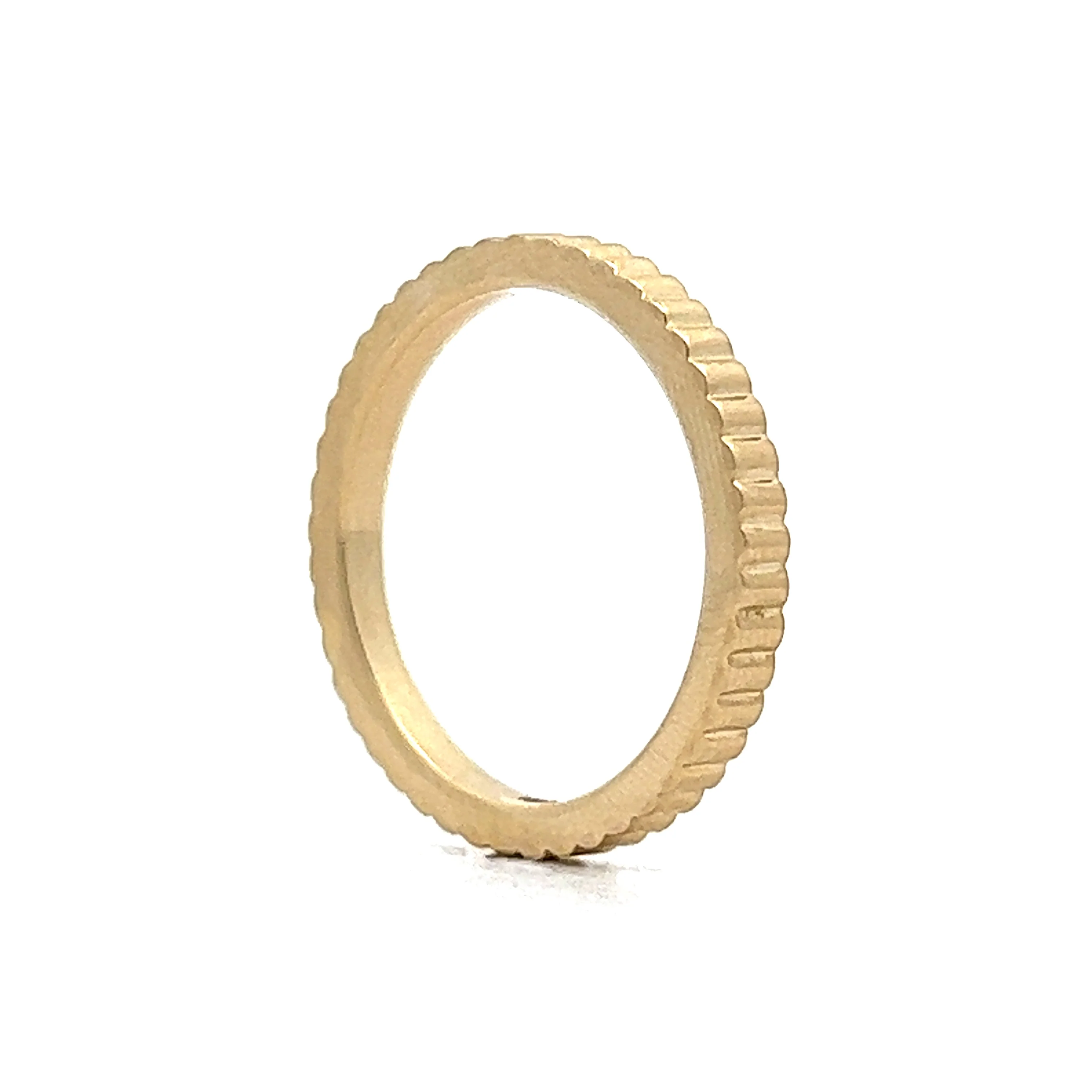 Ridged Textured Stacking Wedding Band in 14k Yellow Gold - Image 5