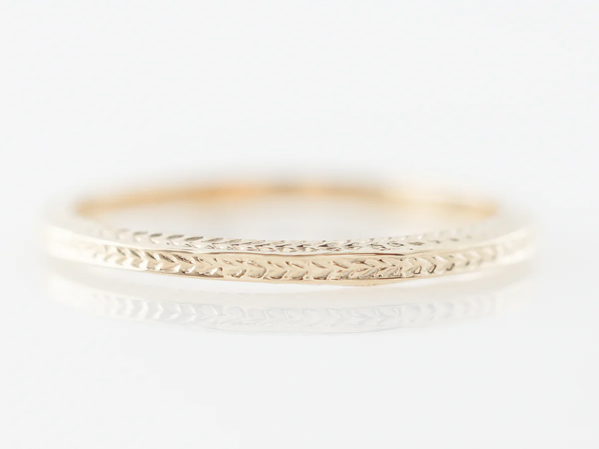 Yellow Gold Wedding Band w/ Chevron Pattern