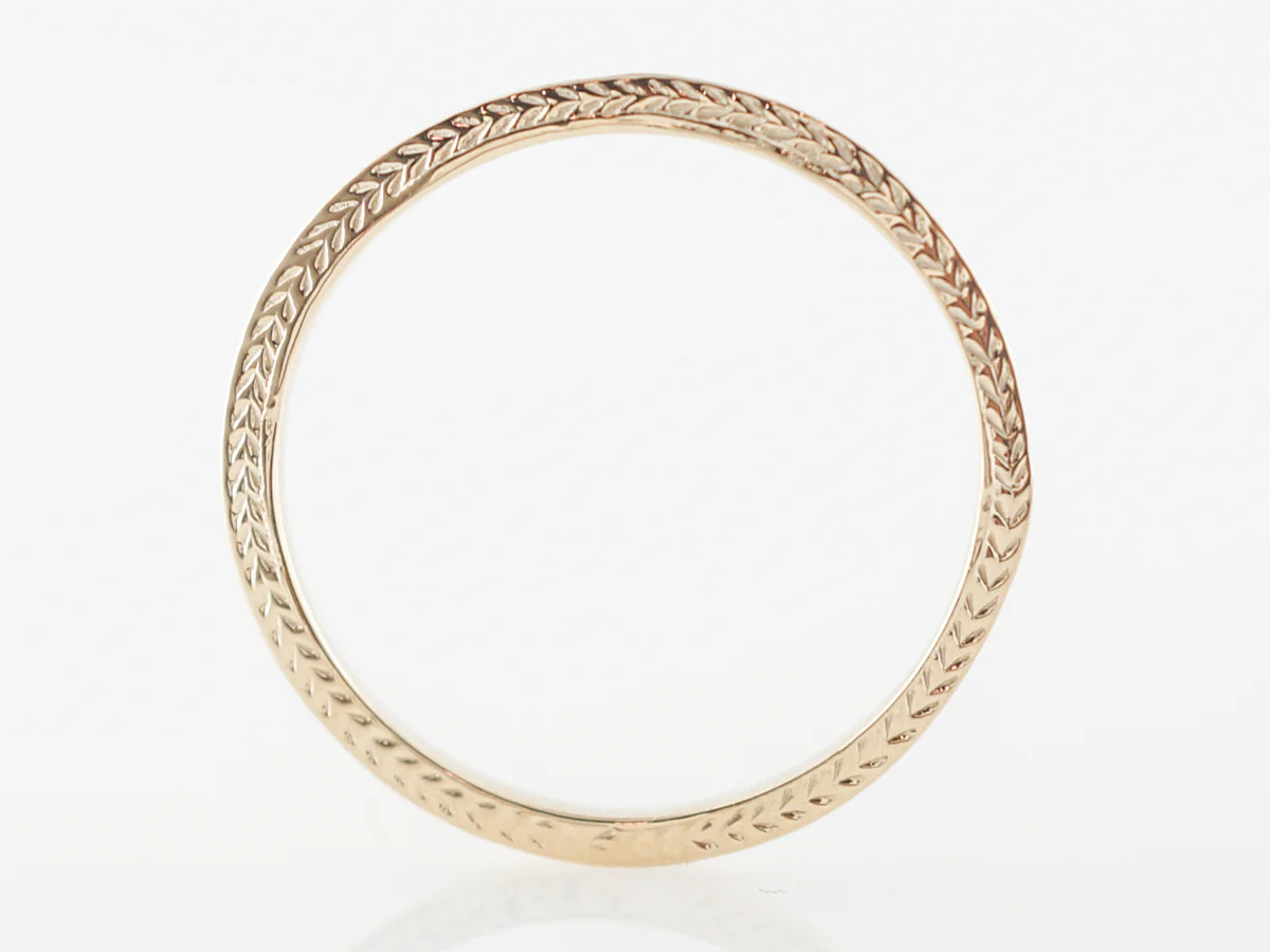 Yellow Gold Wedding Band w/ Chevron Pattern - Image 2