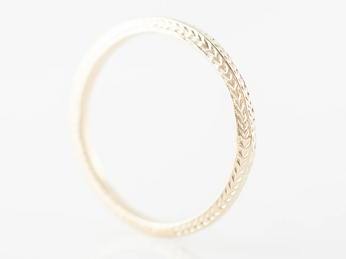 Yellow Gold Wedding Band w/ Chevron Pattern - Image 3