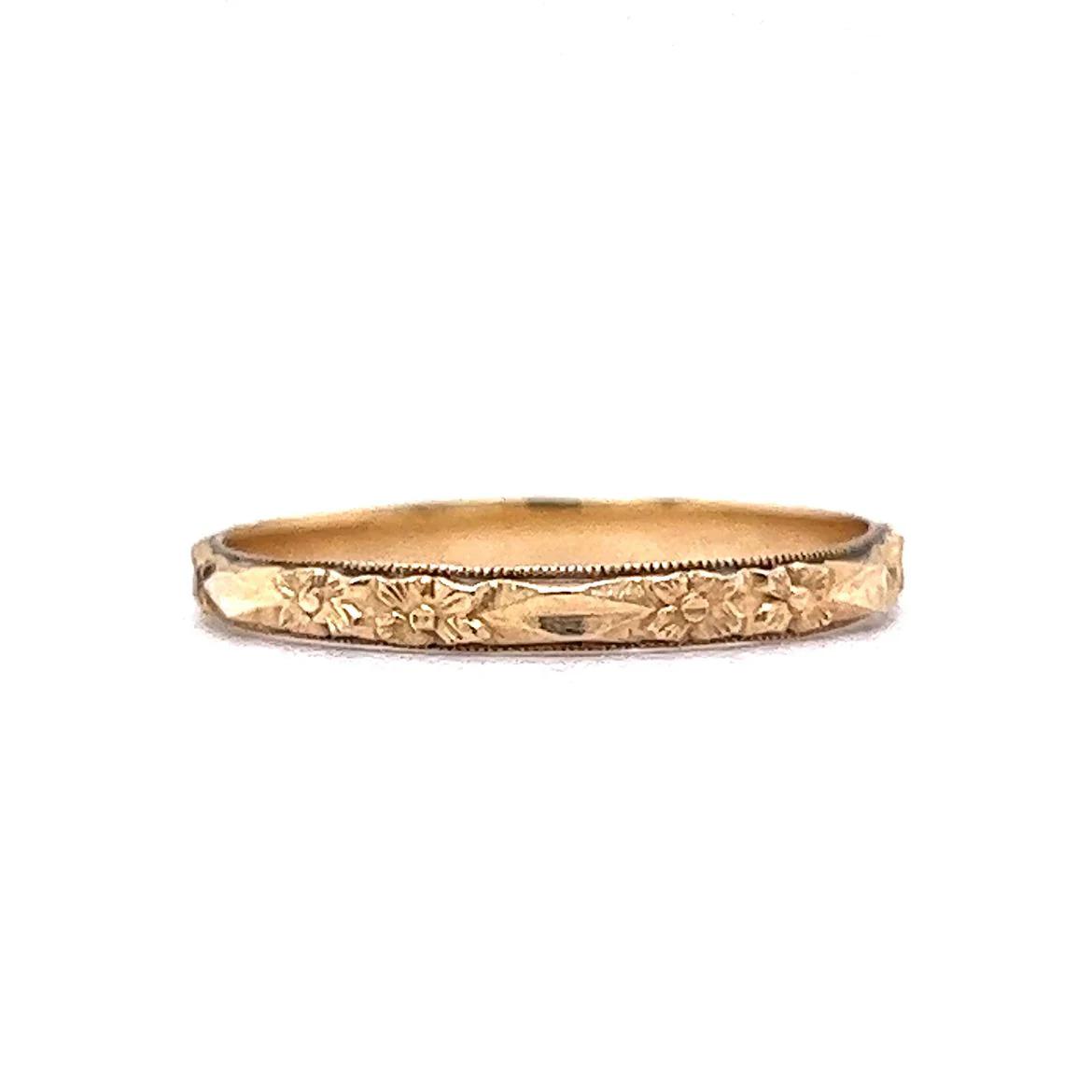 Vintage Art Deco Orange Blossom Wedding Band in 14k Yellow Gold - Image 2