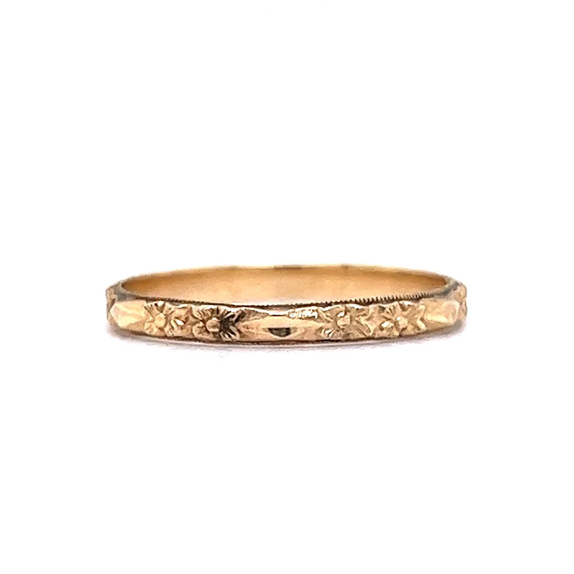Vintage Art Deco Orange Blossom Wedding Band in 14k Yellow Gold - Image 3