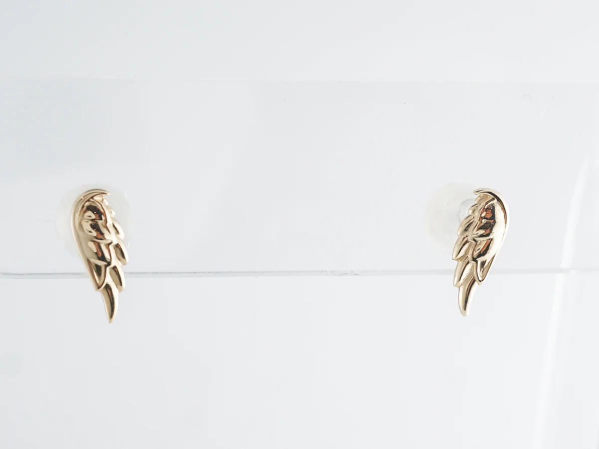 Yellow Gold Wing Stud Earrings in 14k - Image 3