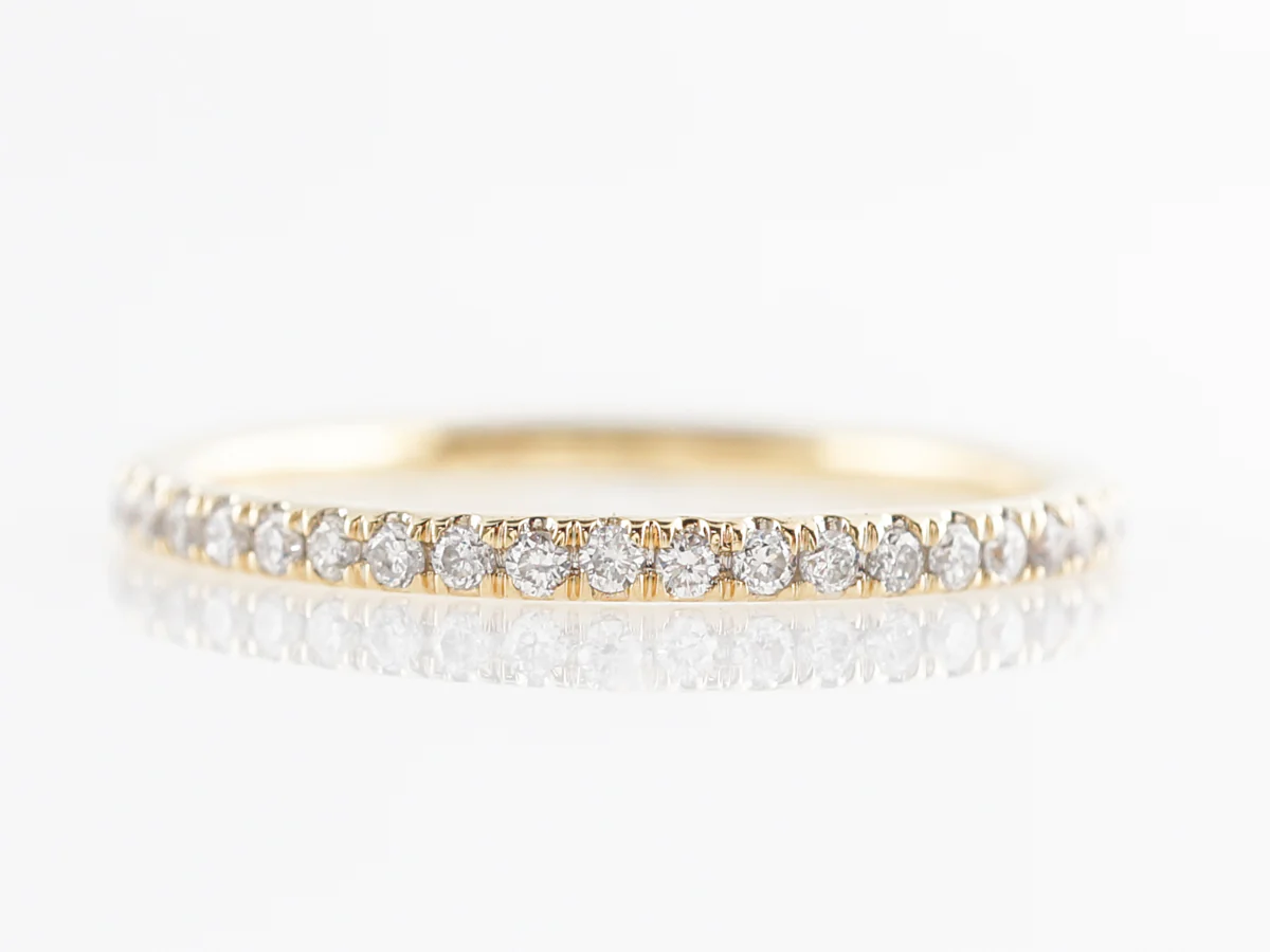 Yellow Thin Gold Wedding Band w/ Diamonds 14k